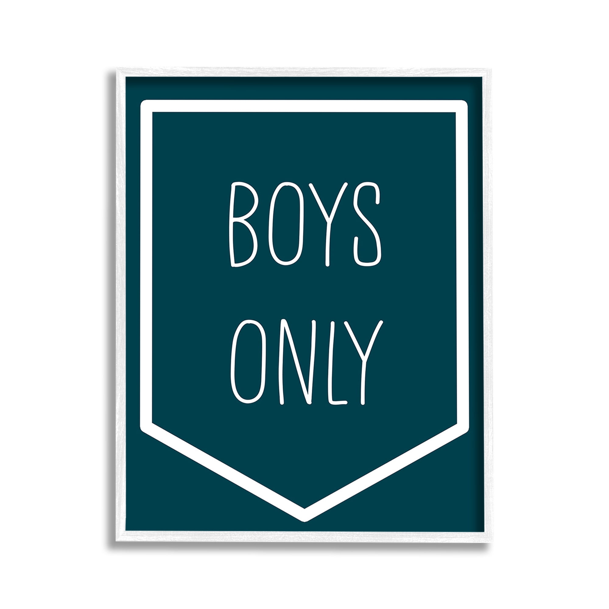 Stupell Industries Minimal Boys Only Typography Painting White Framed Art Print Wall Art, 11 x 14