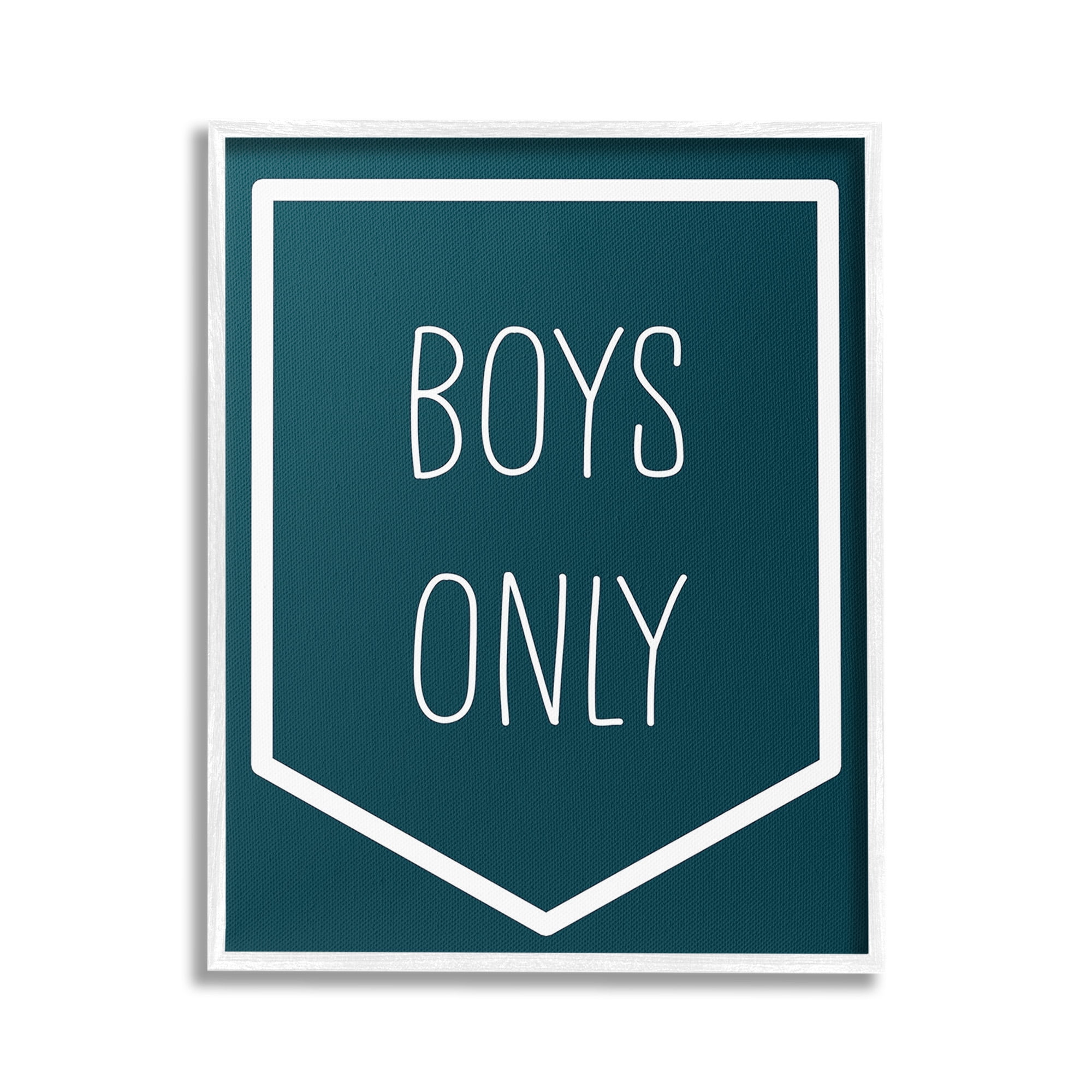 Stupell Industries Minimal Boys Only Typography Painting White Framed Art Print Wall Art, 24 x 30