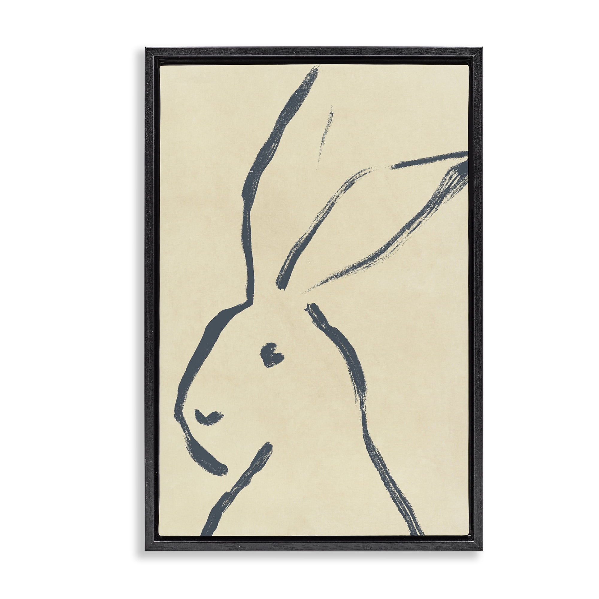 Stupell Industries Minimal Brushed Rabbit Animals & Insects Drawing Black Floater Framed Canvas Art Print Wall Art, 21 x 31