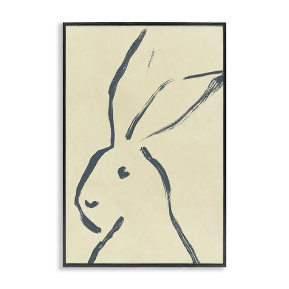 Stupell Industries Minimal Brushed Rabbit Animals & Insects Drawing Black Framed Art Print Wall Art, 12 x 18