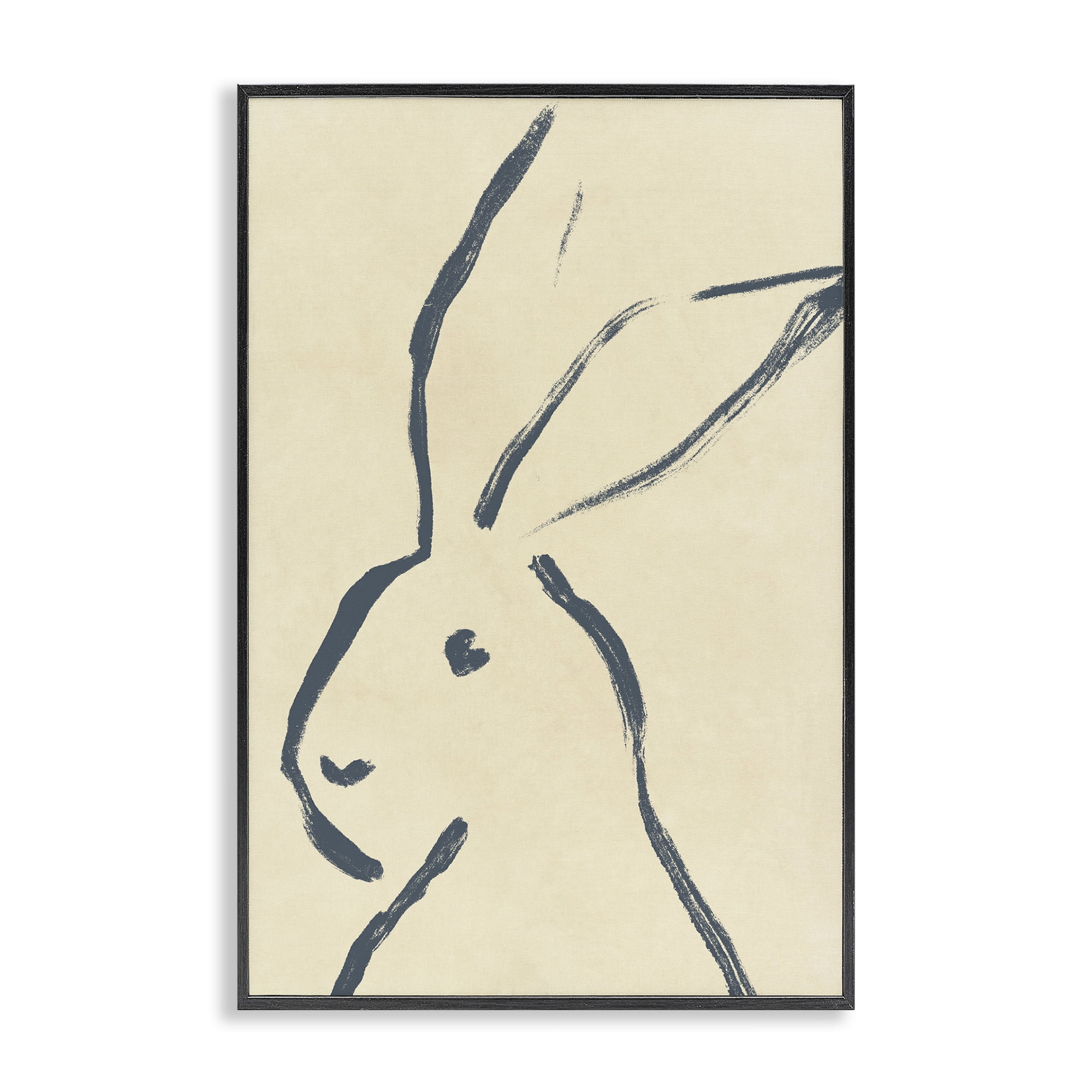 Stupell Industries Minimal Brushed Rabbit Animals & Insects Drawing Black Framed Art Print Wall Art, 20 x 30