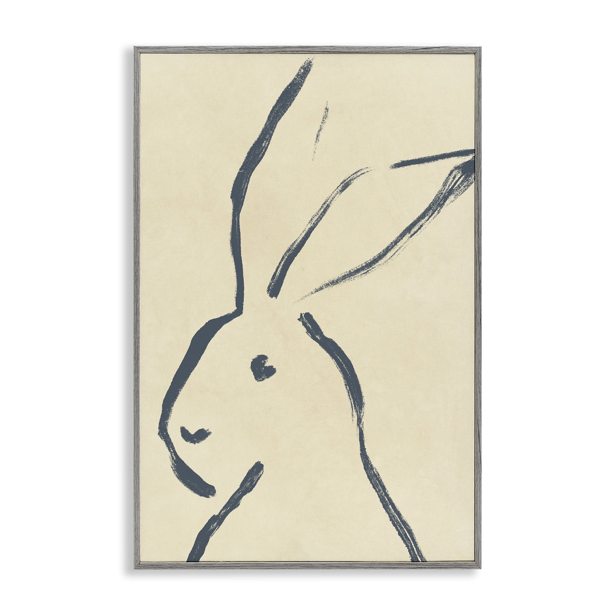 Stupell Industries Minimal Brushed Rabbit Animals & Insects Drawing Gray Framed Art Print Wall Art, 12 x 18