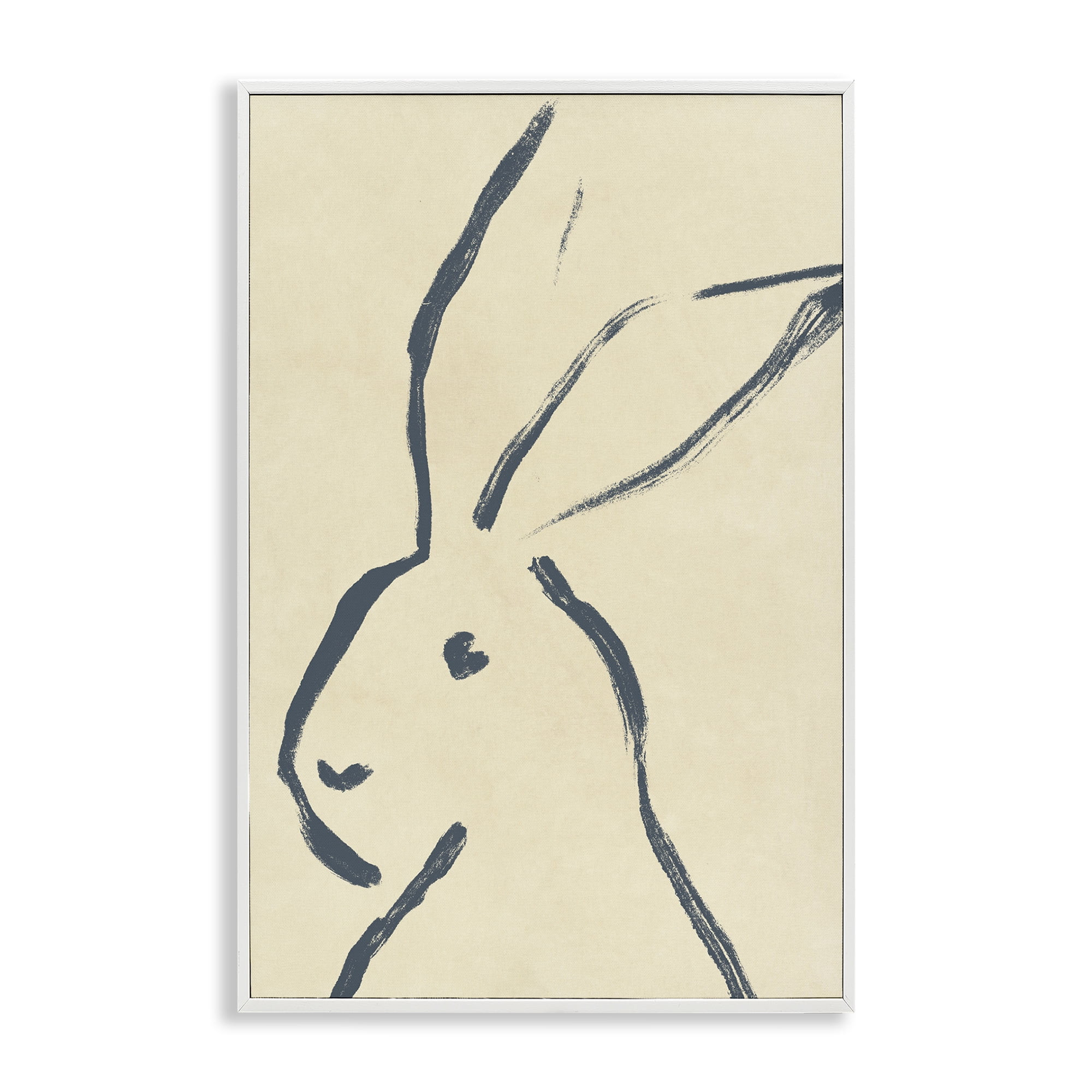 Stupell Industries Minimal Brushed Rabbit Animals & Insects Drawing White Framed Art Print Wall Art, 12 x 18