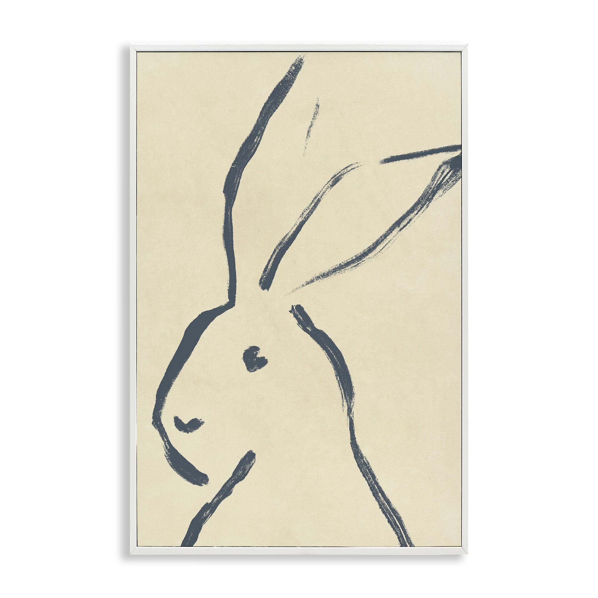 Stupell Industries Minimal Brushed Rabbit Animals & Insects Drawing White Framed Art Print Wall Art, 16 x 24
