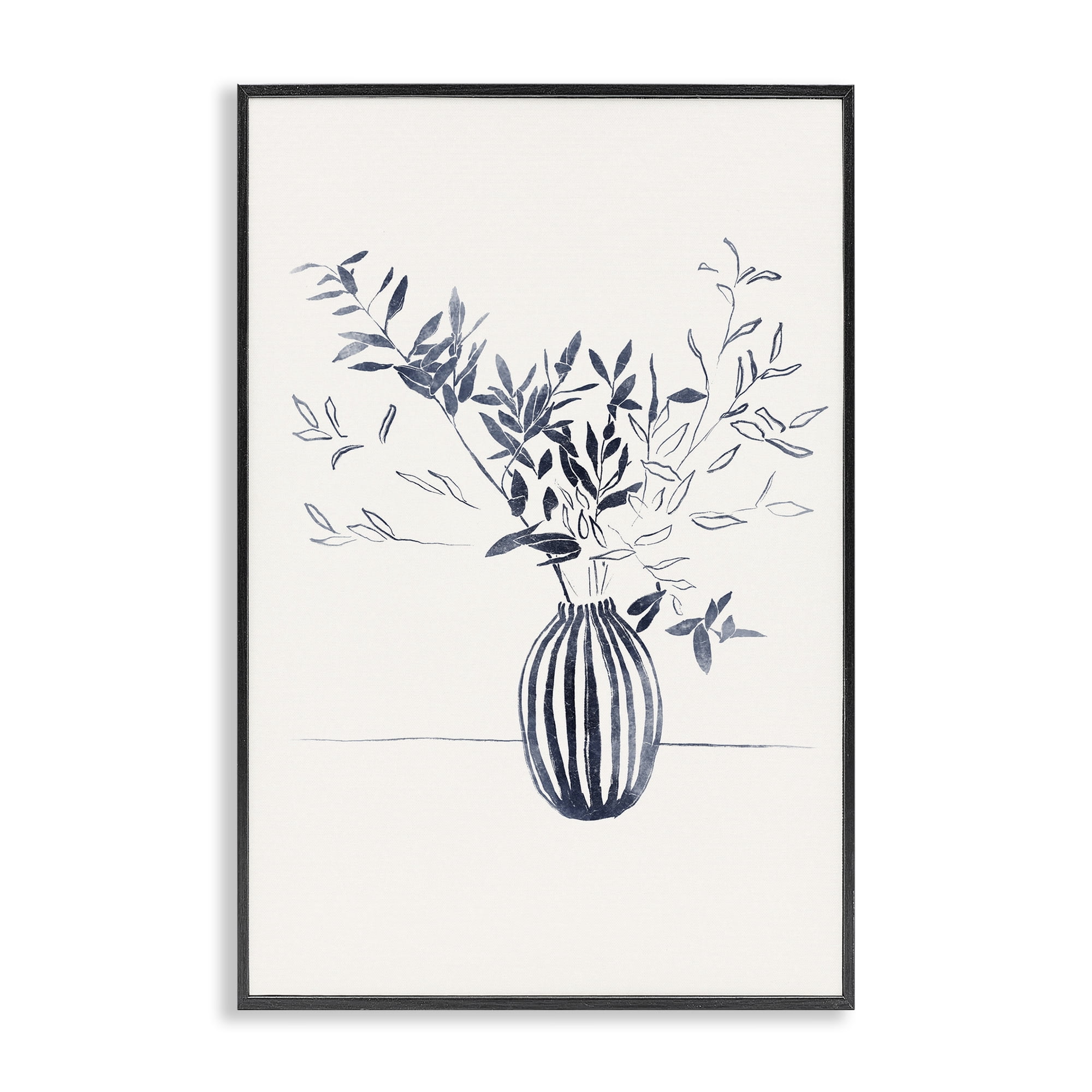 Stupell Industries Minimal Bud Vase Botanical & Floral Painting Black Framed Art Print Wall Art, 20 x 30