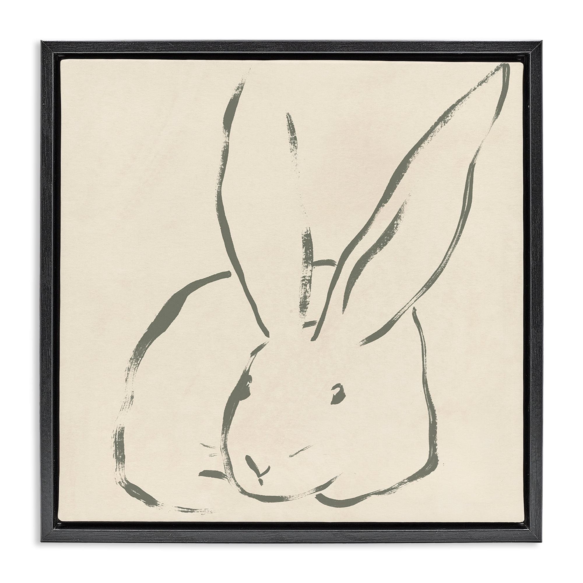 Stupell Industries Minimal Bunny Outline Animals & Insects Drawing Black Floater Framed Canvas Art Print Wall Art, 18 x 18