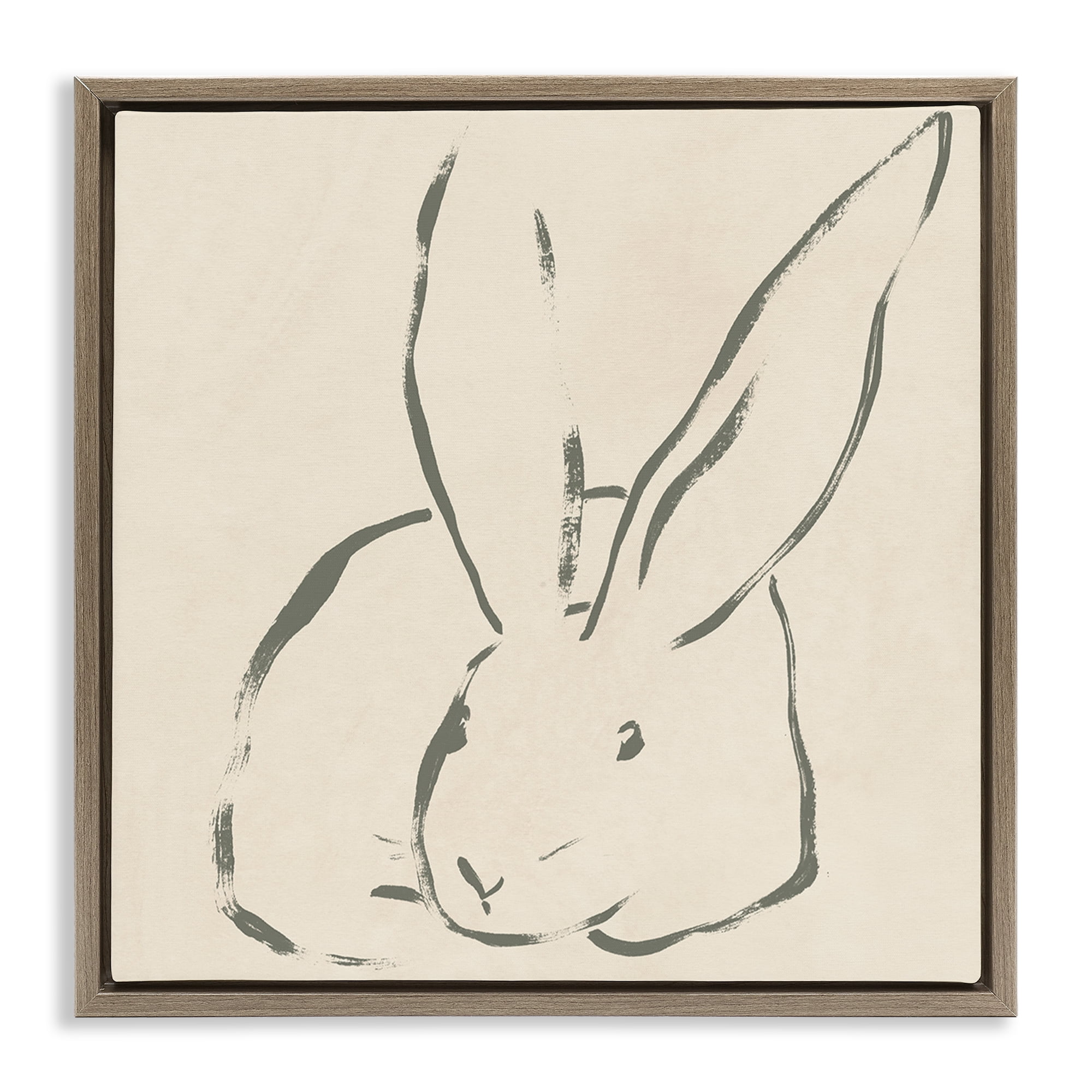 Stupell Industries Minimal Bunny Outline Animals & Insects Drawing Brown Floater Framed Canvas Art Print Wall Art, 18 x 18