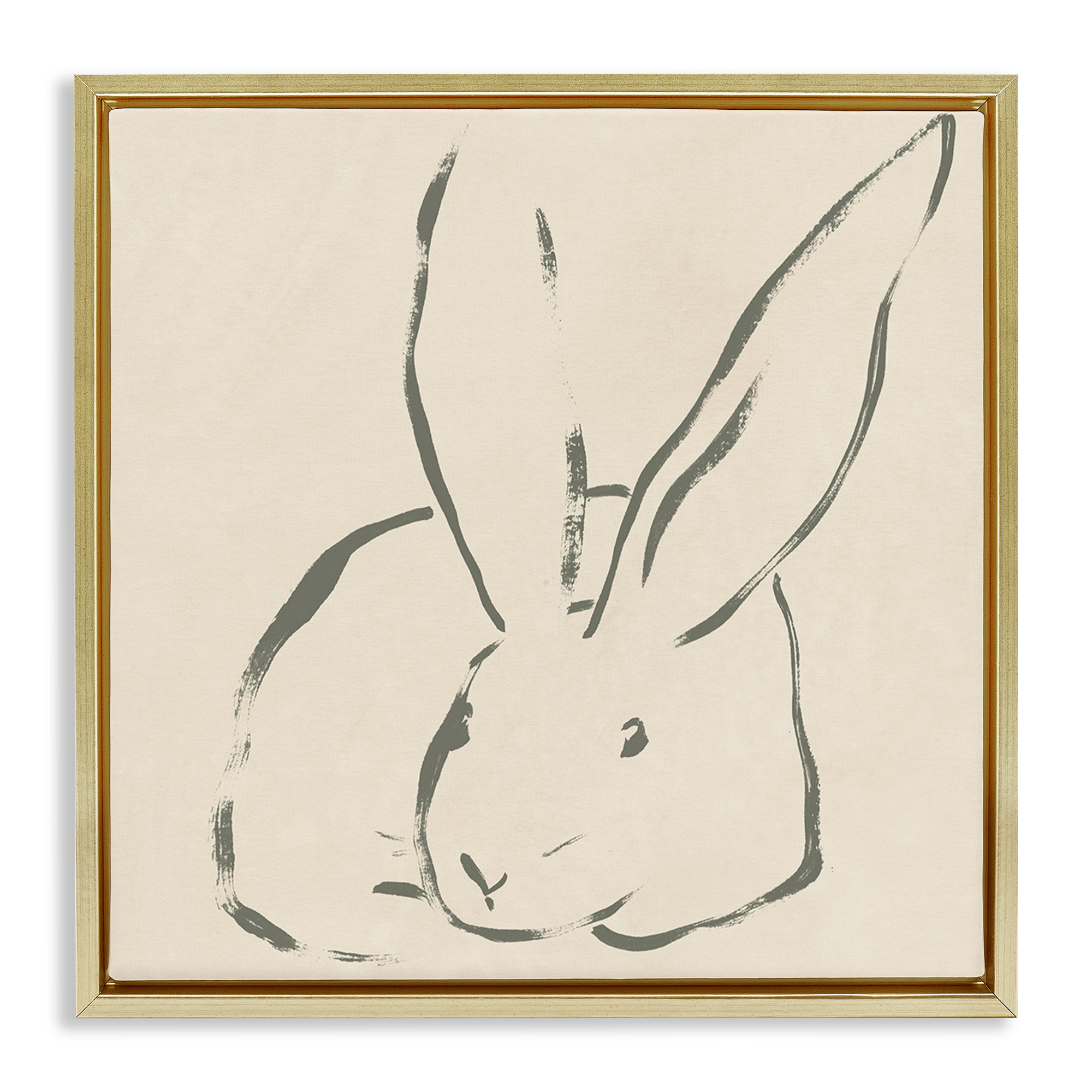 Stupell Industries Minimal Bunny Outline Animals & Insects Drawing Gold Floater Framed Canvas Art Print Wall Art, 18 x 18
