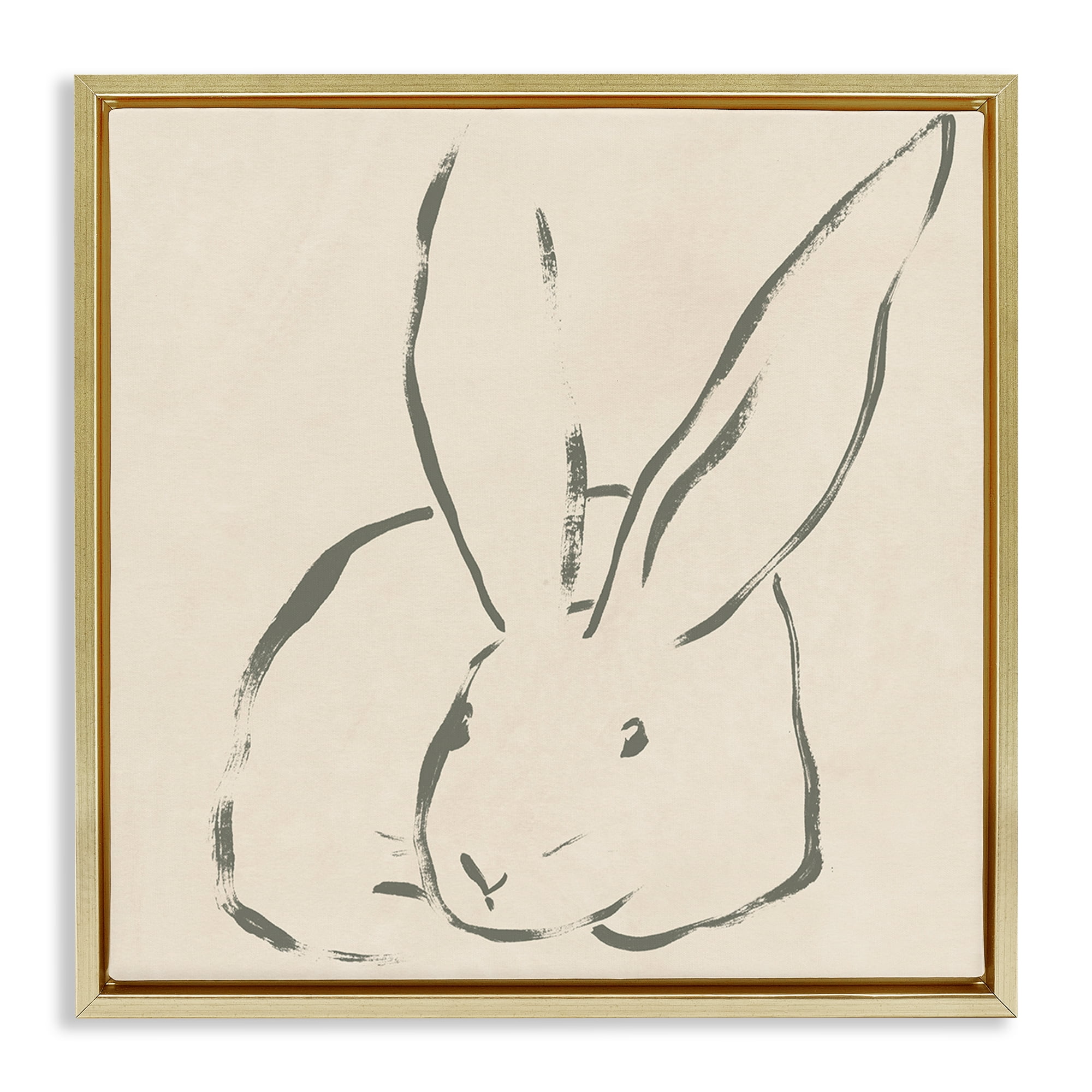 Stupell Industries Minimal Bunny Outline Animals & Insects Drawing Gold Floater Framed Canvas Art Print Wall Art, 25 x 25