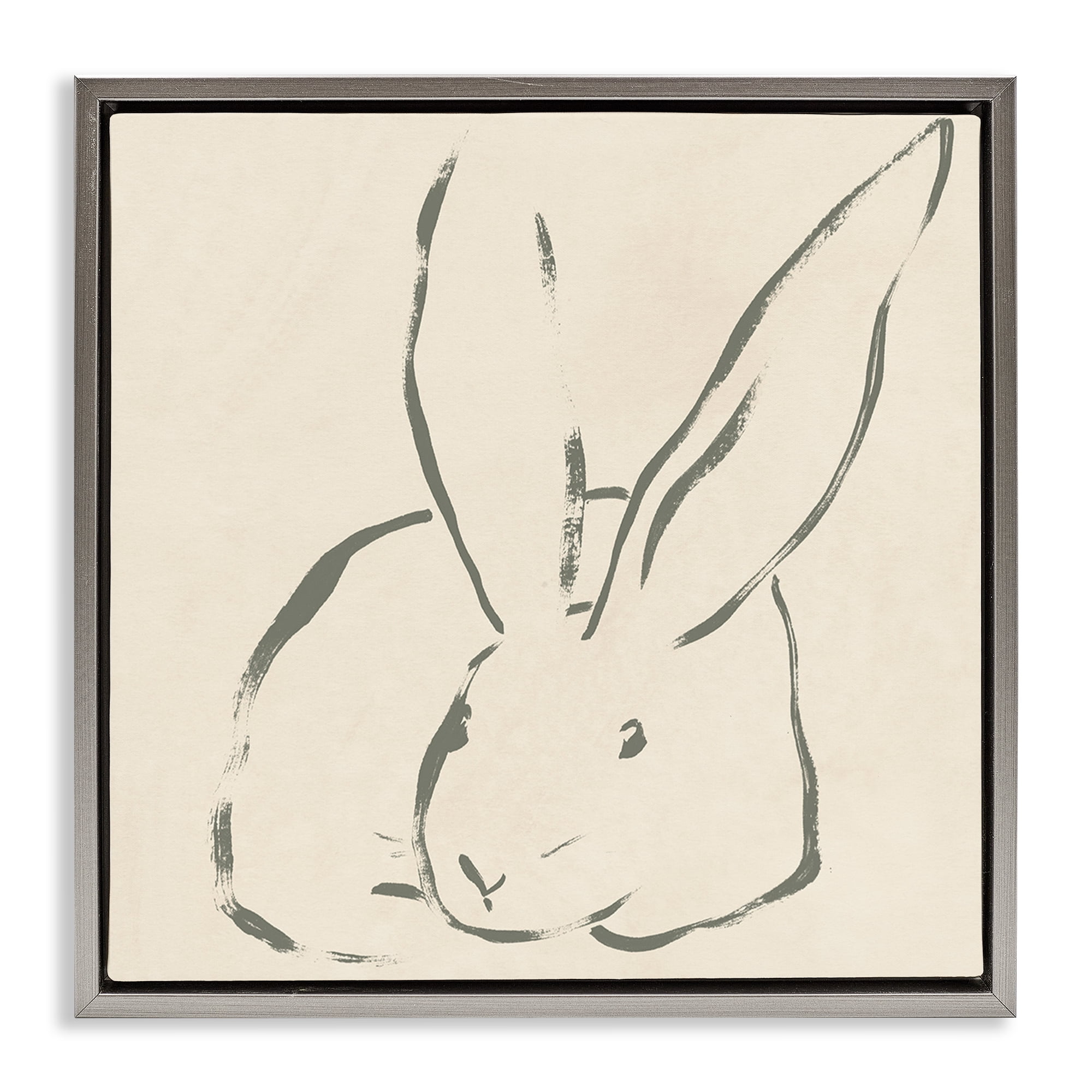 Stupell Industries Minimal Bunny Outline Animals & Insects Drawing Gray Floater Framed Canvas Art Print Wall Art, 18 x 18