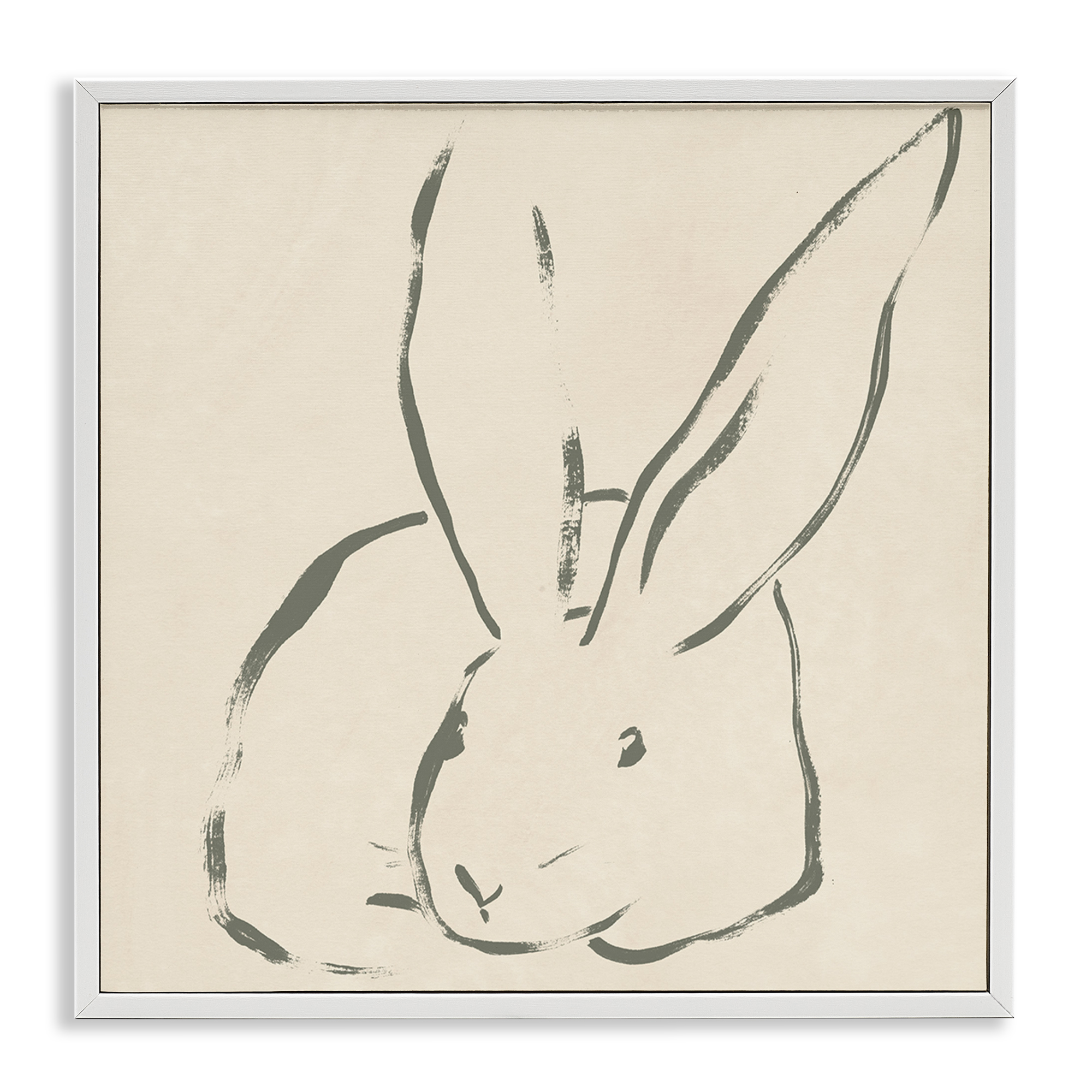 Stupell Industries Minimal Bunny Outline Animals & Insects Drawing White Framed Art Print Wall Art, 12 x 12
