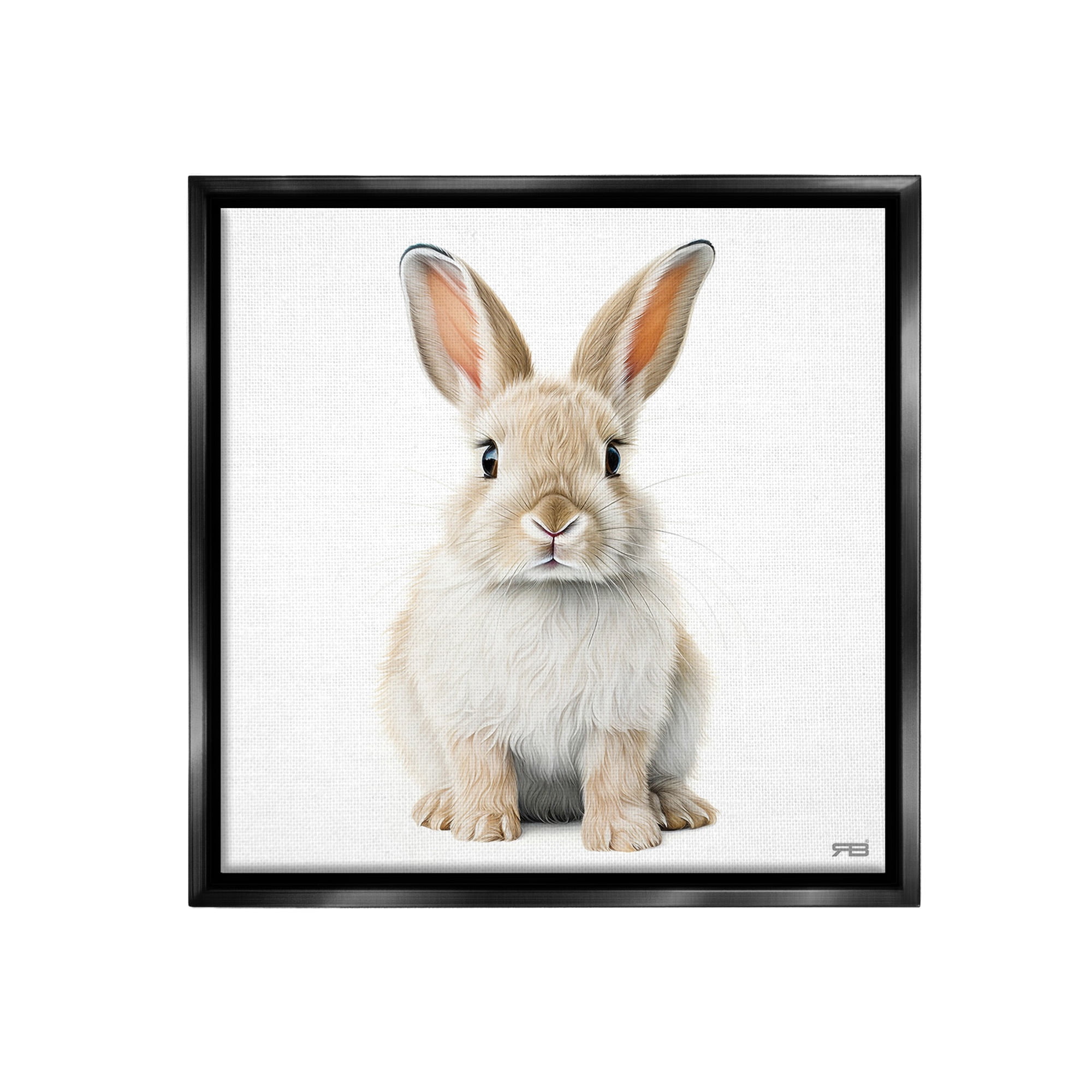Stupell Industries Minimal Bunny on White Animals & Insects Painting Black Floater Framed Canvas Art Print Wall Art, 25 x 25
