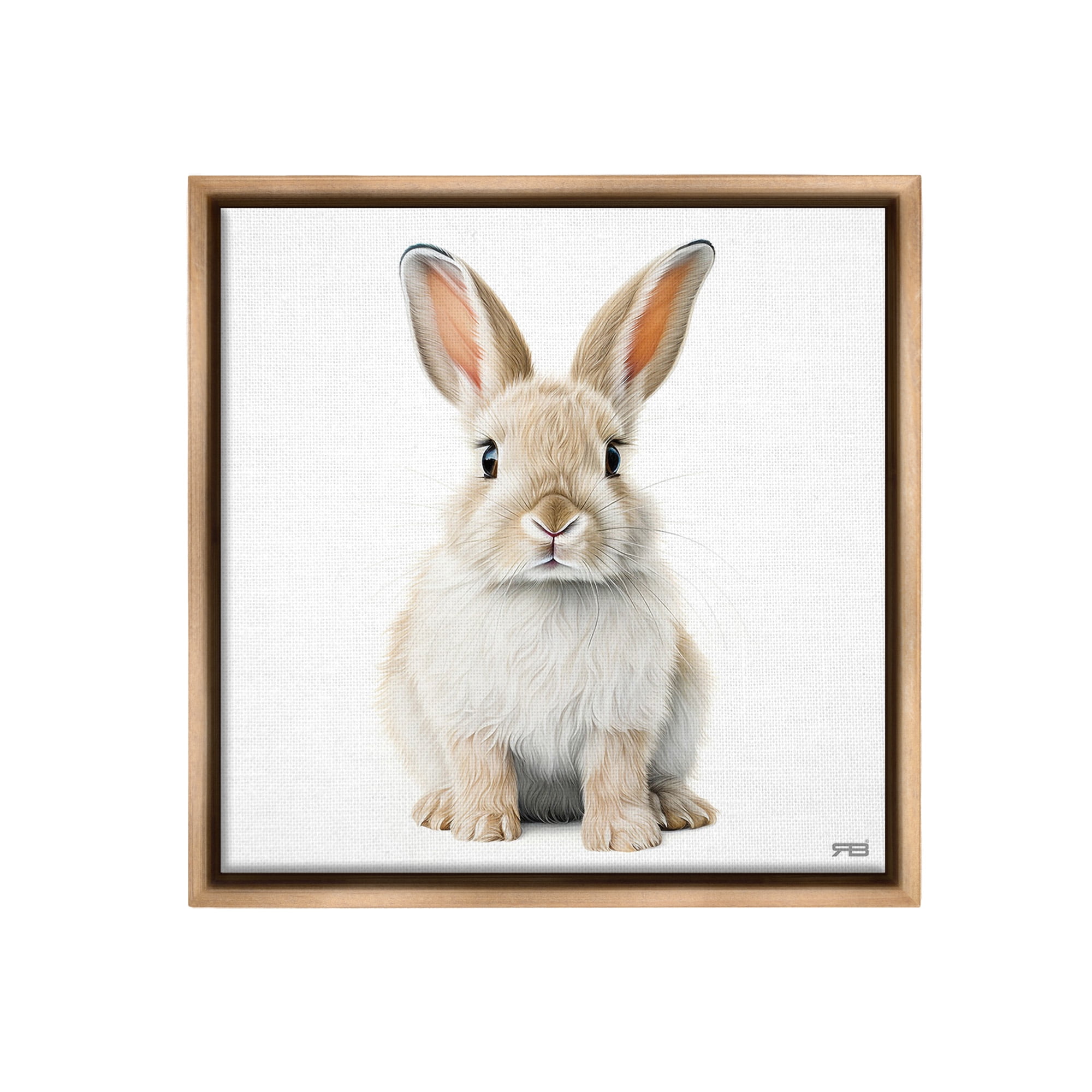 Stupell Industries Minimal Bunny on White Animals & Insects Painting Brown Floater Framed Canvas Art Print Wall Art, 18 x 18