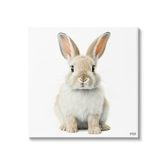 Stupell Industries Minimal Bunny on White Animals & Insects Painting Gallery Wrapped Canvas Art Print Wall Art, 17 x 17