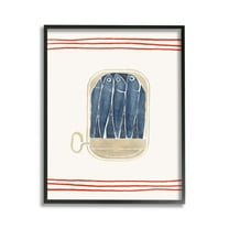 Stupell Industries Minimal Canned Sardines Animals & Insects Painting Black Framed Art Print Wall Art, 11 x 14