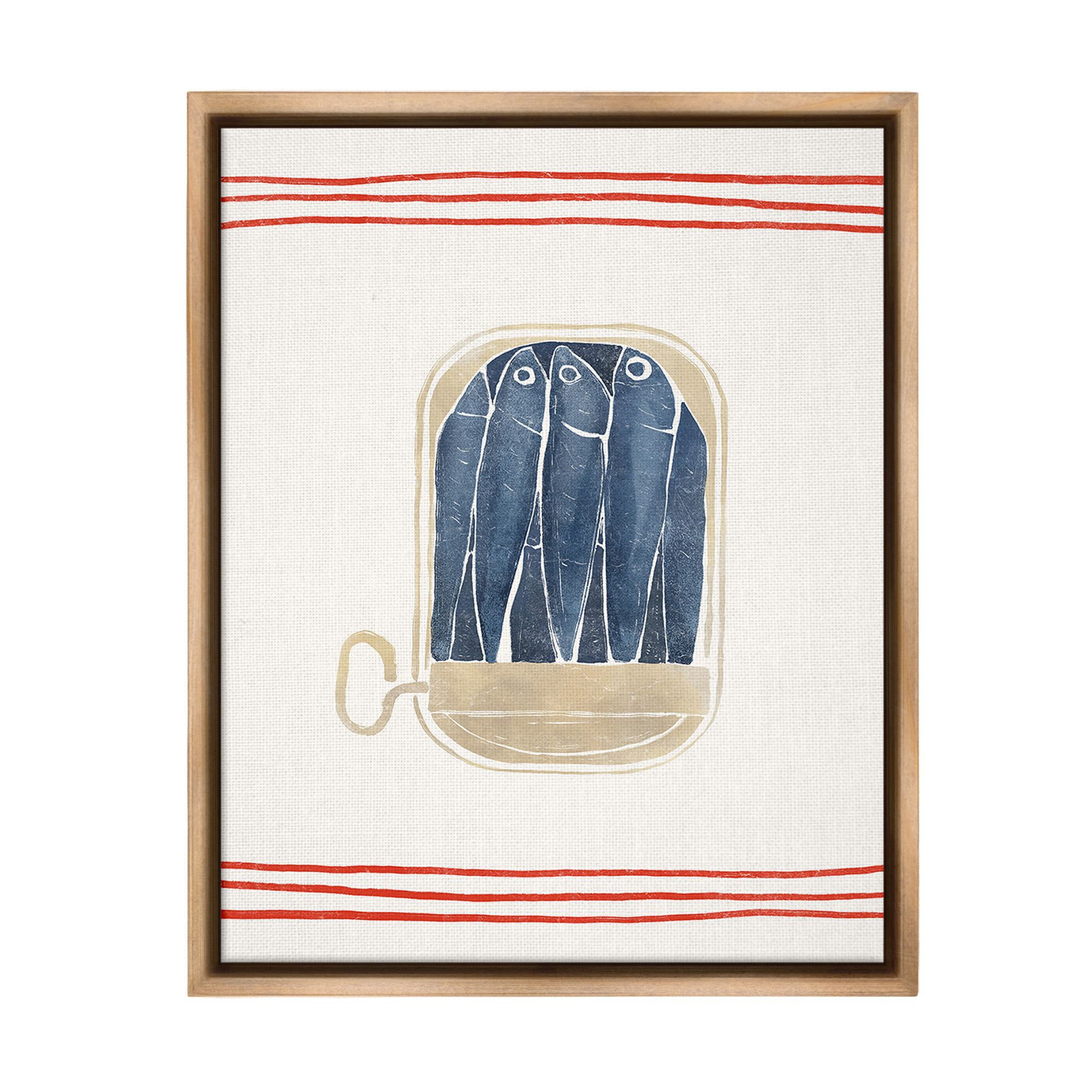 Stupell Industries Minimal Canned Sardines Animals & Insects Painting Brown Floater Framed Canvas Art Print Wall Art, 17 x 21