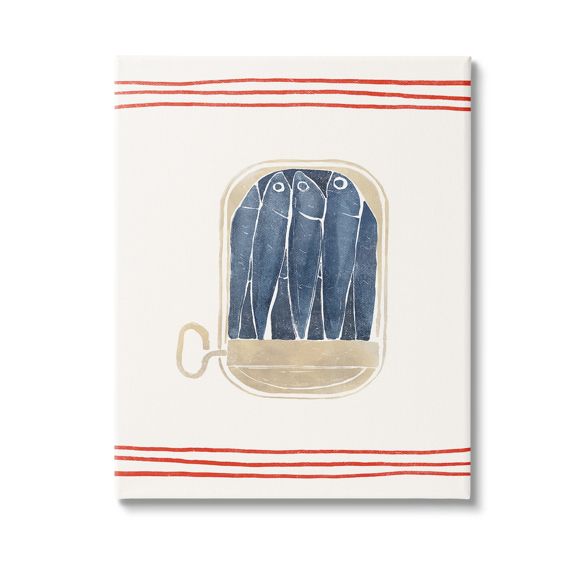 Stupell Industries Minimal Canned Sardines Animals & Insects Painting Gallery Wrapped Canvas Art Print Wall Art, 16 x 20