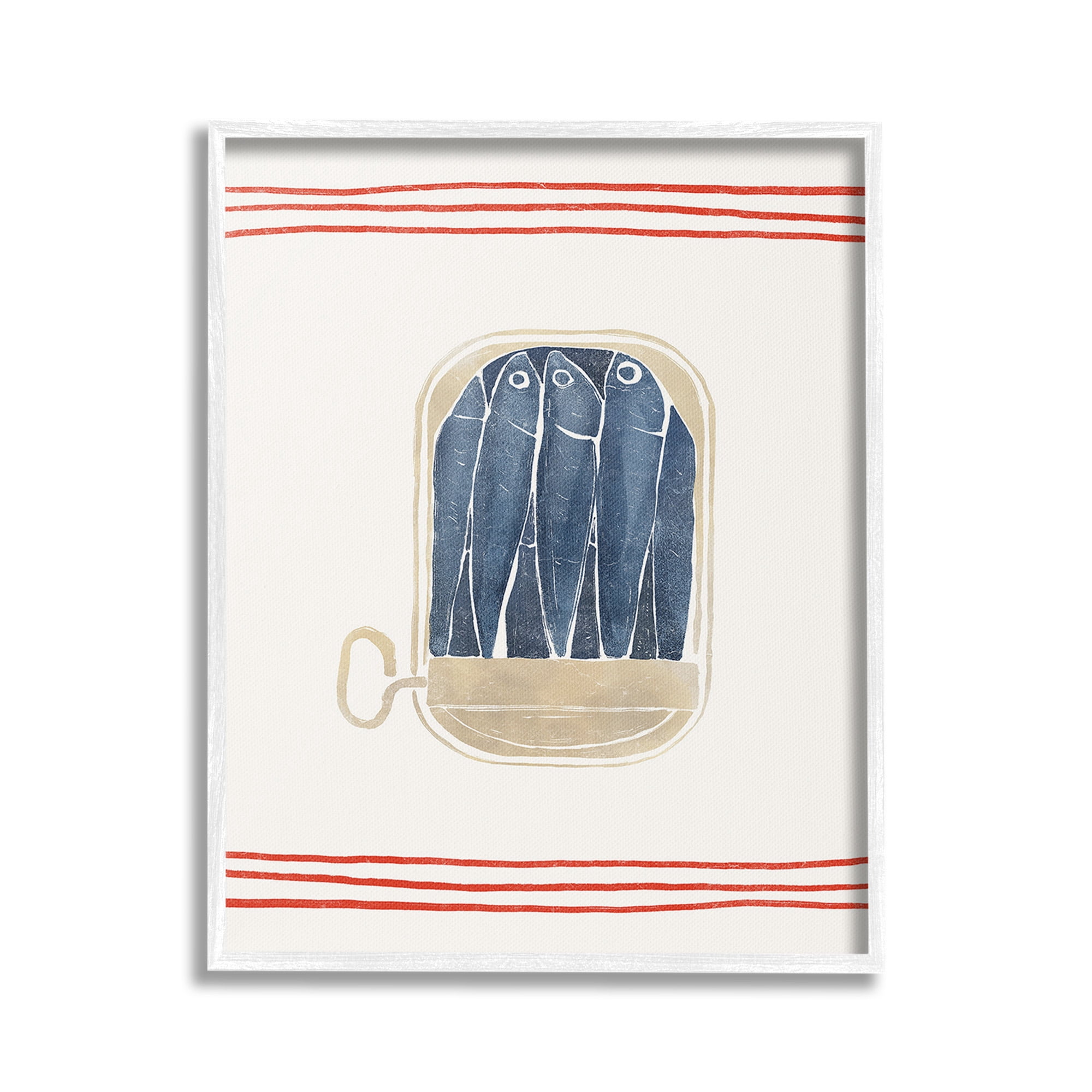 Stupell Industries Minimal Canned Sardines Animals & Insects Painting White Framed Art Print Wall Art, 16 x 20