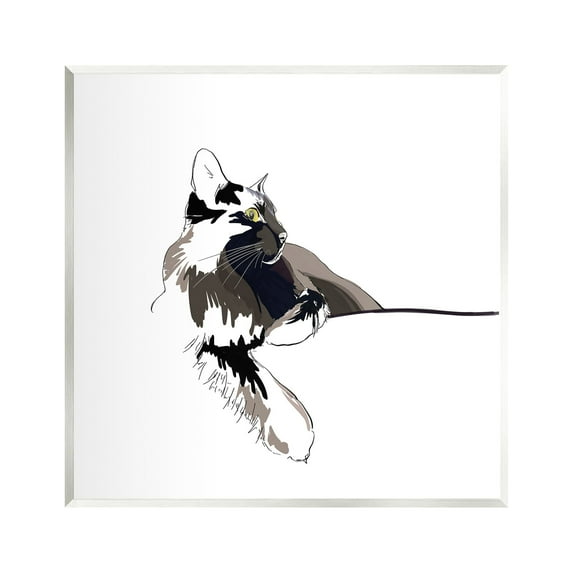 Stupell Industries Minimal Cat Lounging Pet Portrait Animals & Insects Painting Unframed Art Print Wall Art