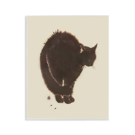 Stupell Industries Minimal Cat on Beige Animals Painting Unframed Art Print Wall Art, 11 x 14