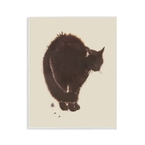 Stupell Industries Minimal Cat on Beige Animals Painting Unframed Art Print Wall Art, 11 x 14