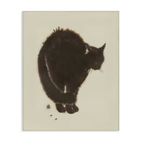 Stupell Industries Minimal Cat on Beige Animals Painting Wrapped Canvas Art Print Wall Art, 16 x 20
