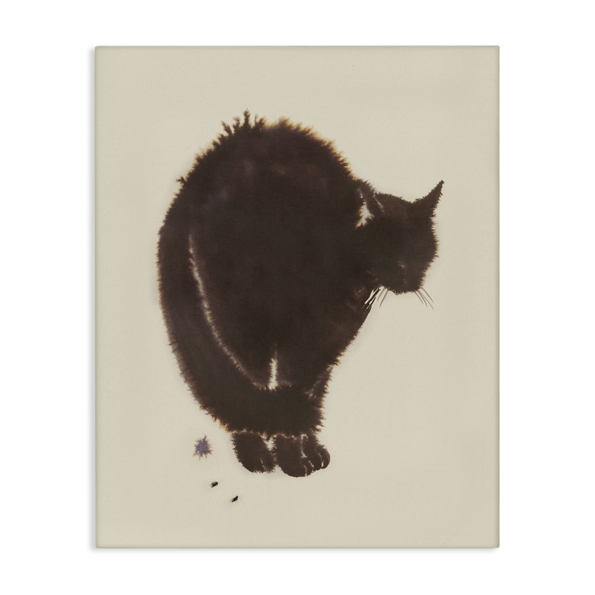 Stupell Industries Minimal Cat on Beige Animals Painting Wrapped Canvas Art Print Wall Art, 24 x 30
