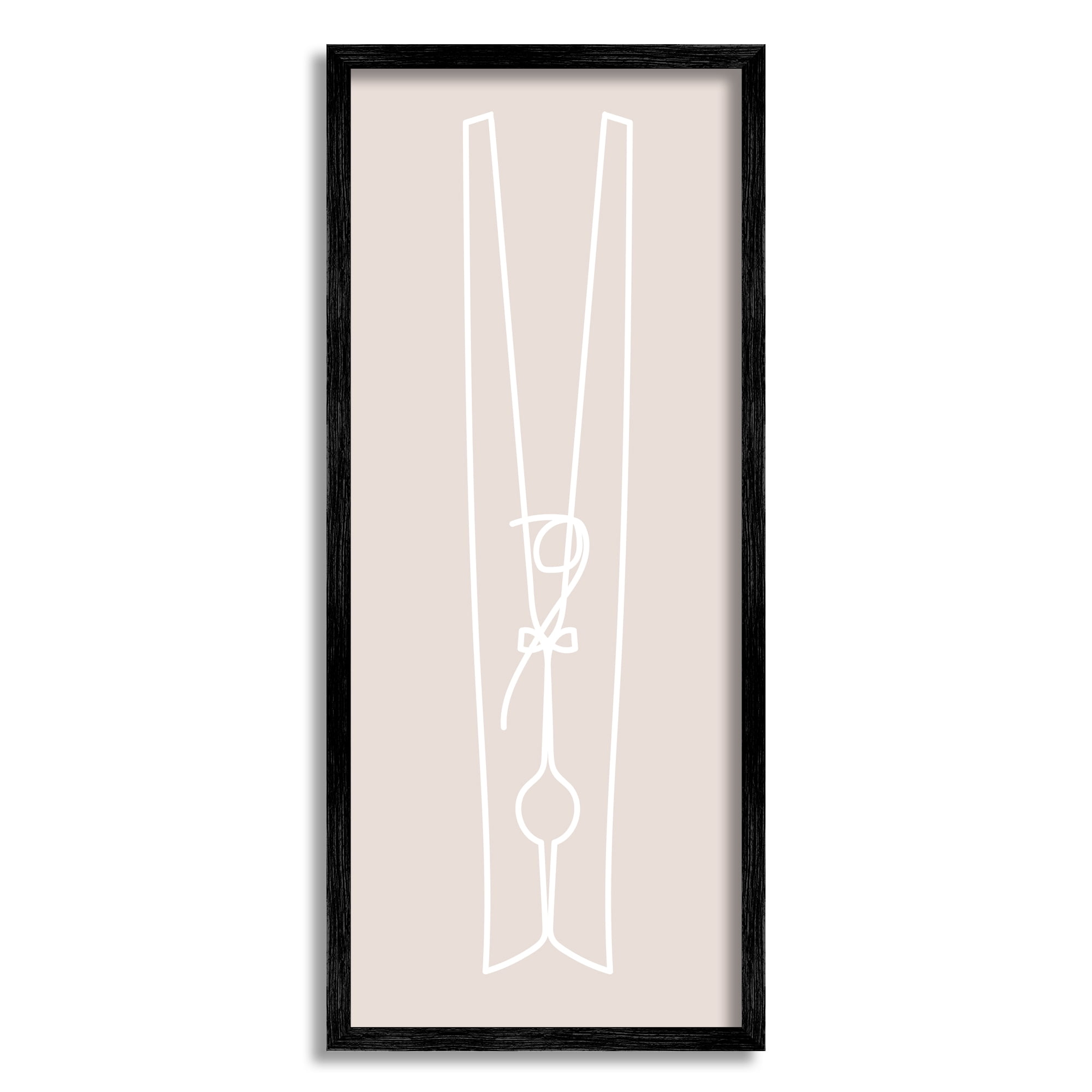 Stupell Industries Minimal Clothespin Doodle Abstract Painting Black Framed Art Print Wall Art, 13 x 30