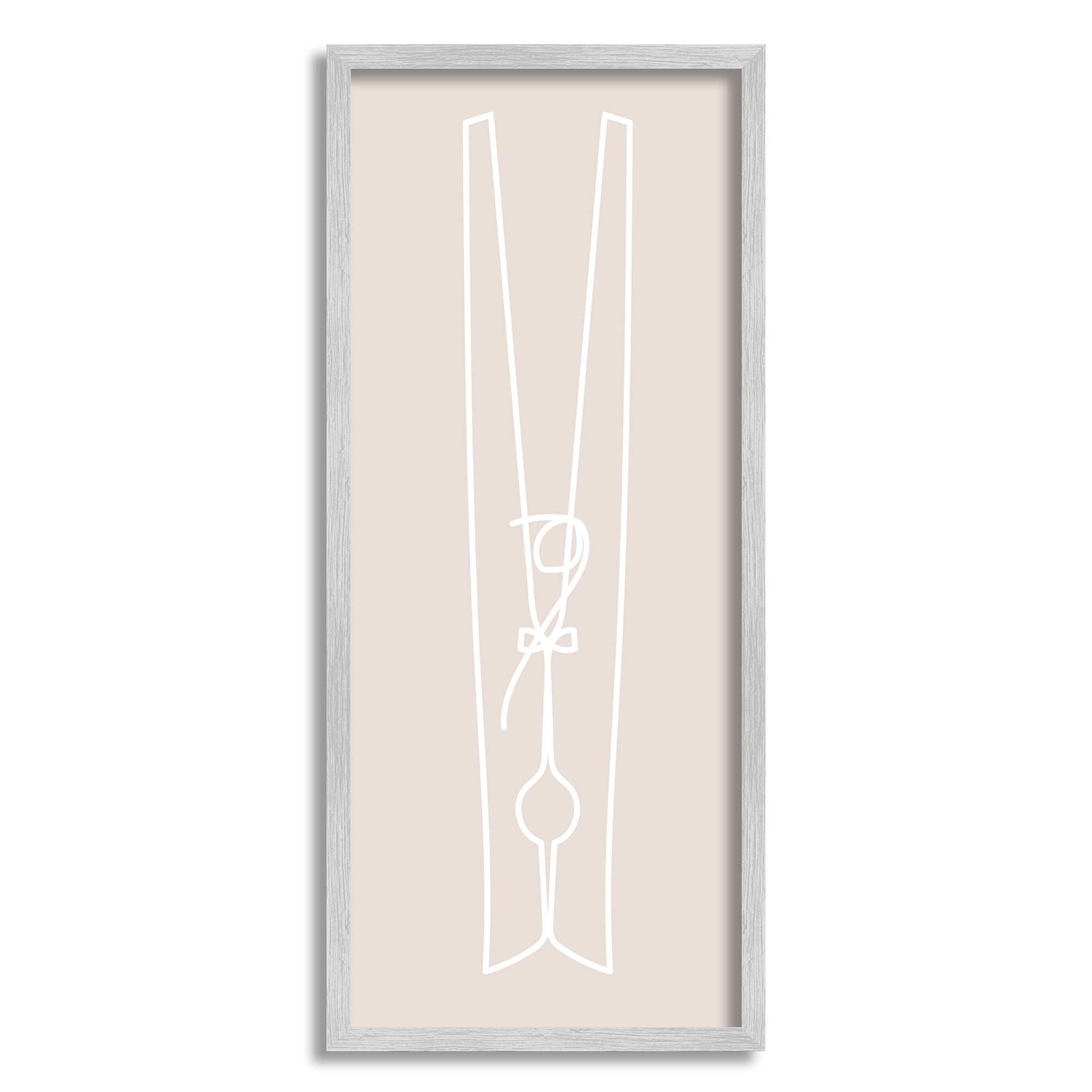 Stupell Industries Minimal Clothespin Doodle Abstract Painting Gray Framed Art Print Wall Art, 13 x 30