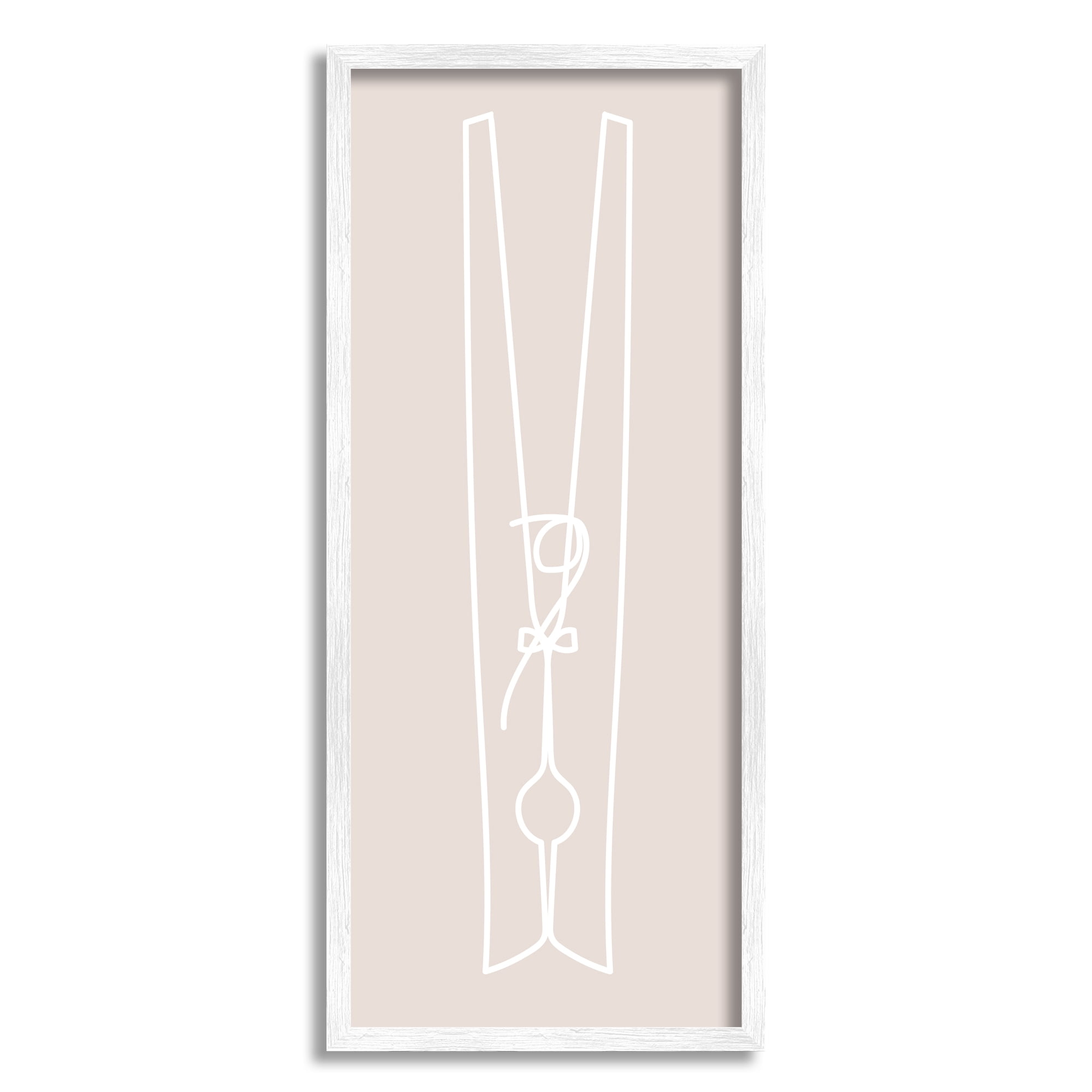 Stupell Industries Minimal Clothespin Doodle Abstract Painting White Framed Art Print Wall Art, 10 x 24