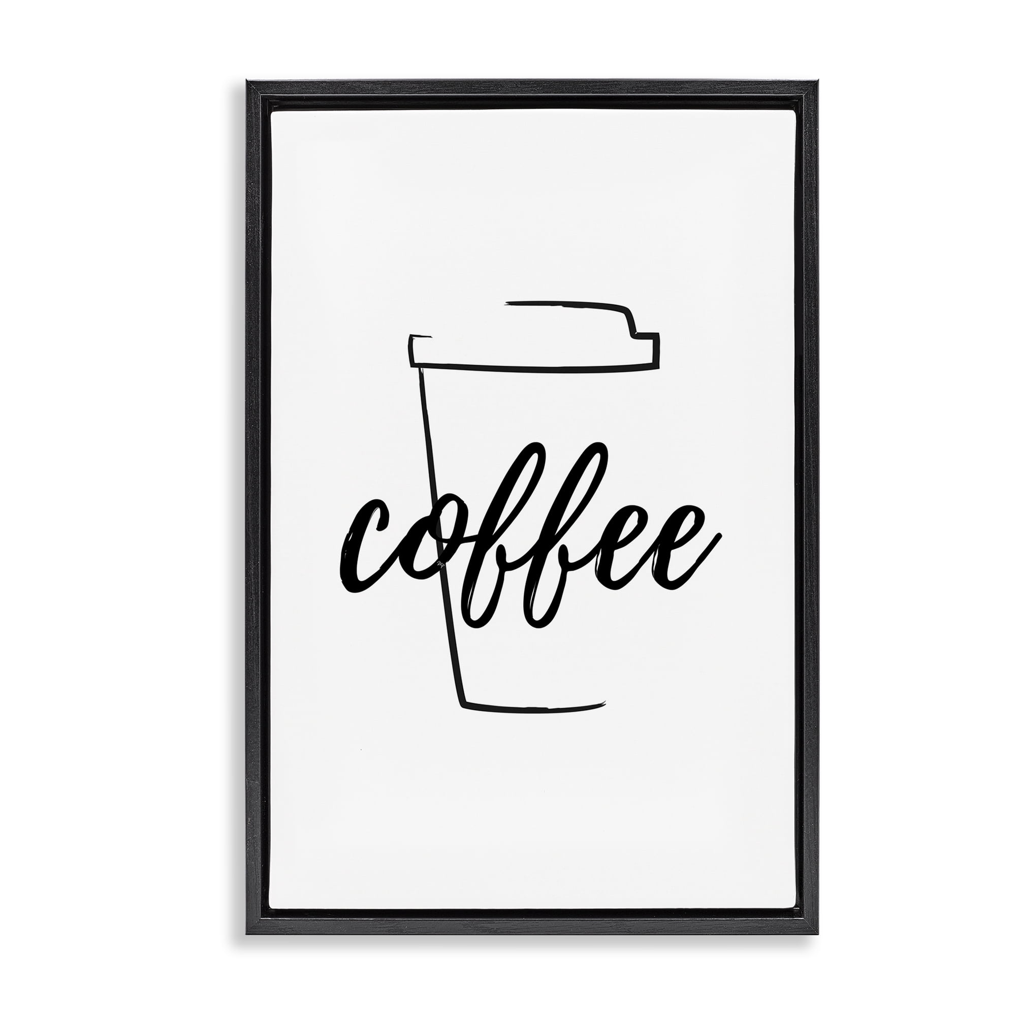 Stupell Industries Minimal Coffee Cup Food & Beverage Painting Black Floater Framed Art Print Wall Art, 21 x 31