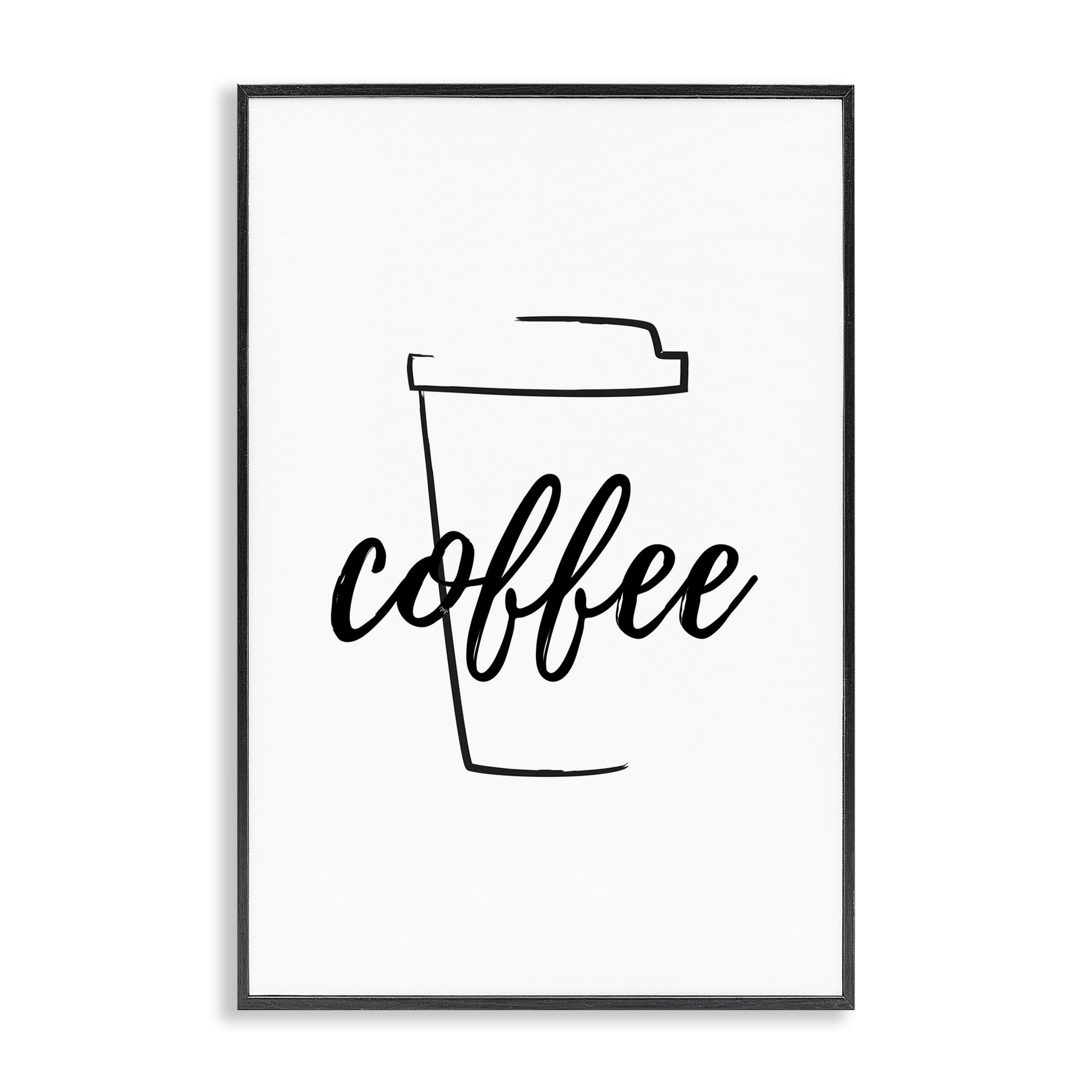 Stupell Industries Minimal Coffee Cup Food & Beverage Painting Black Framed Art Print Wall Art, 20 x 30