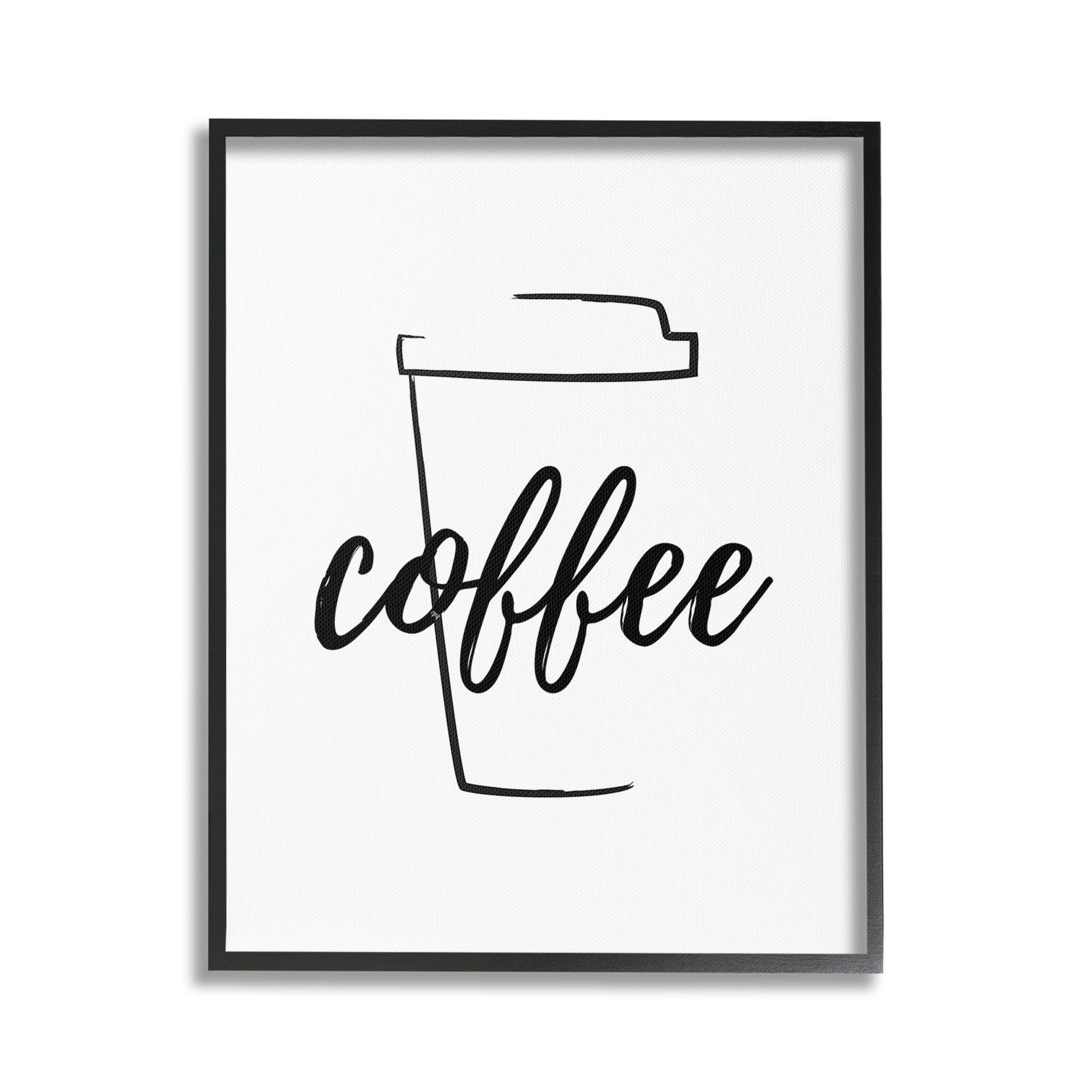 Stupell Industries Minimal Coffee Cup Food & Beverage Painting Black Framed Art Print Wall Art, 24 x 30
