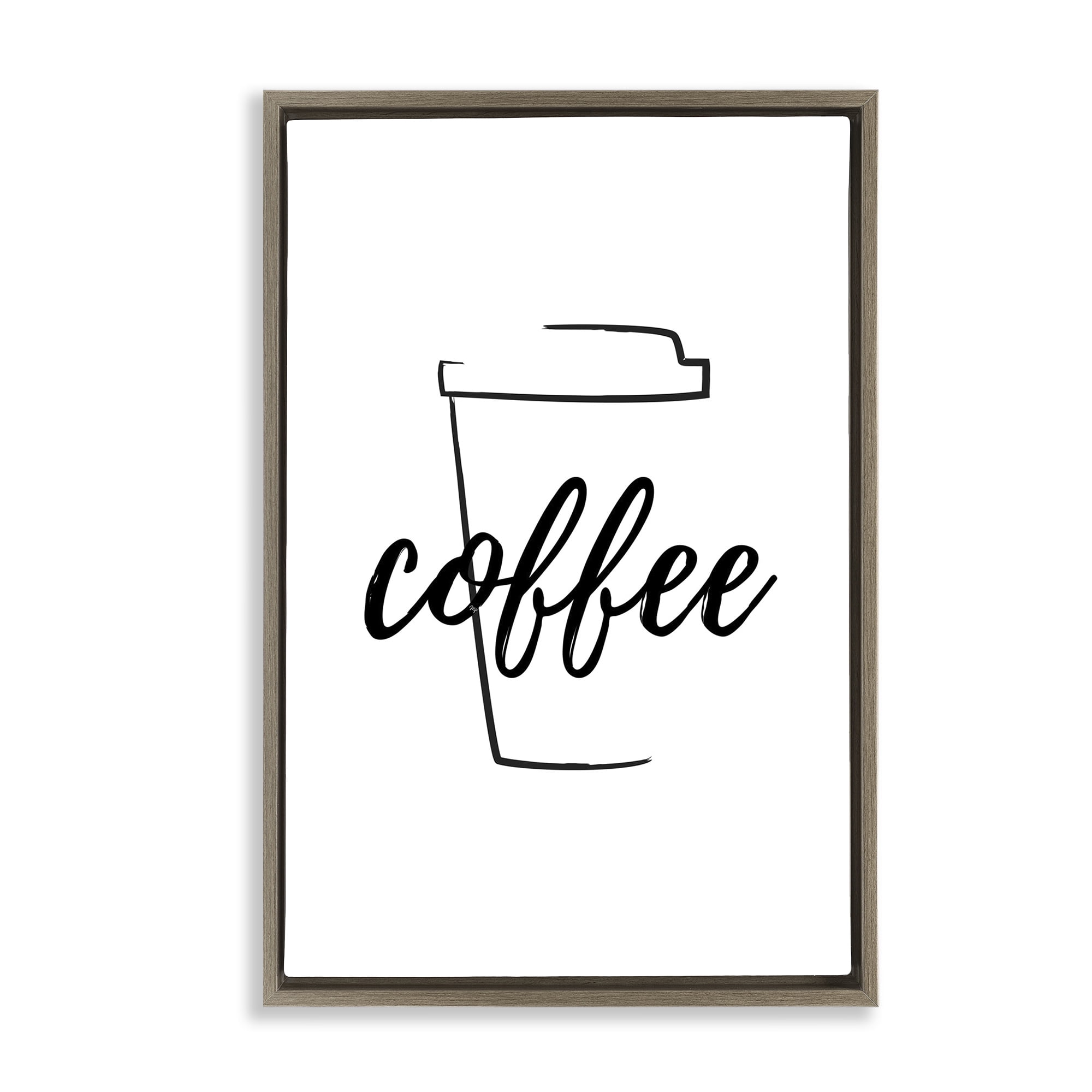 Stupell Industries Minimal Coffee Cup Food & Beverage Painting Brown Floater Framed Art Print Wall Art, 17 x 25