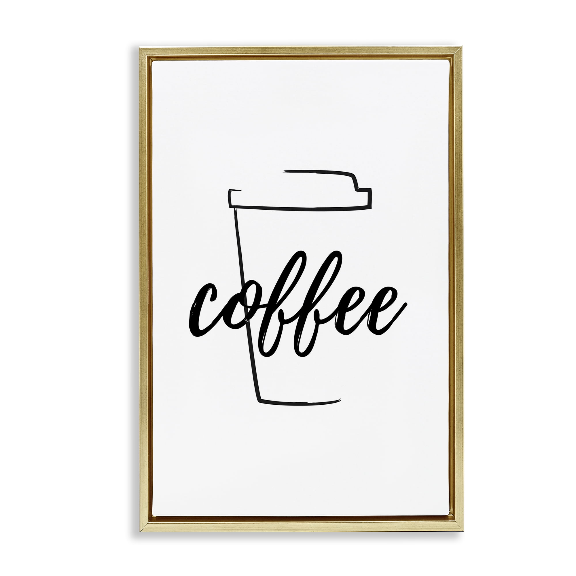 Stupell Industries Minimal Coffee Cup Food & Beverage Painting Gold Floater Framed Art Print Wall Art, 17 x 25