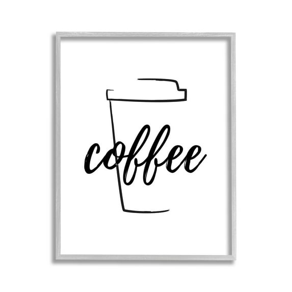 Stupell Industries Minimal Coffee Cup Food & Beverage Painting Gray Framed Art Print Wall Art, 11 x 14