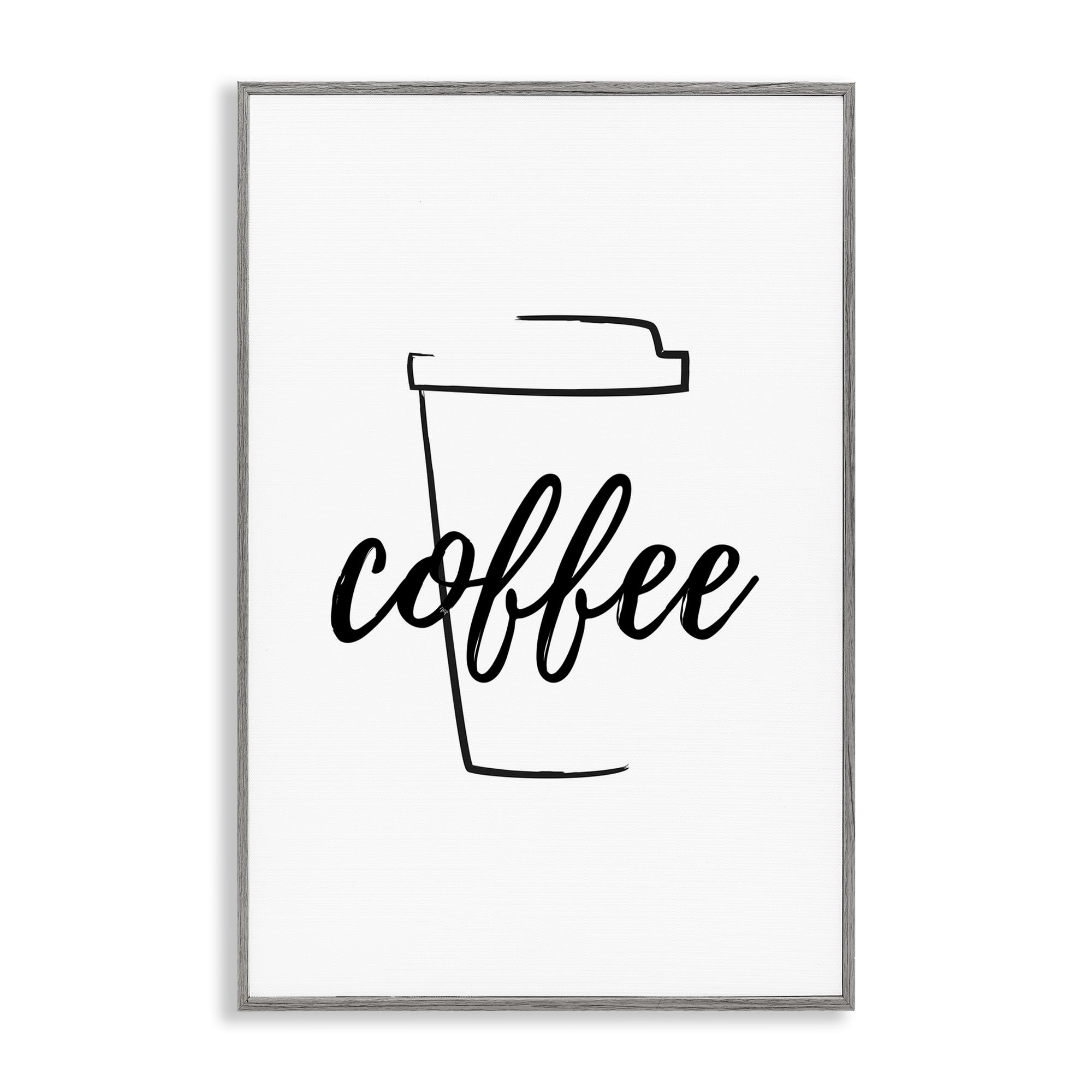 Stupell Industries Minimal Coffee Cup Food & Beverage Painting Gray Framed Art Print Wall Art, 20 x 30