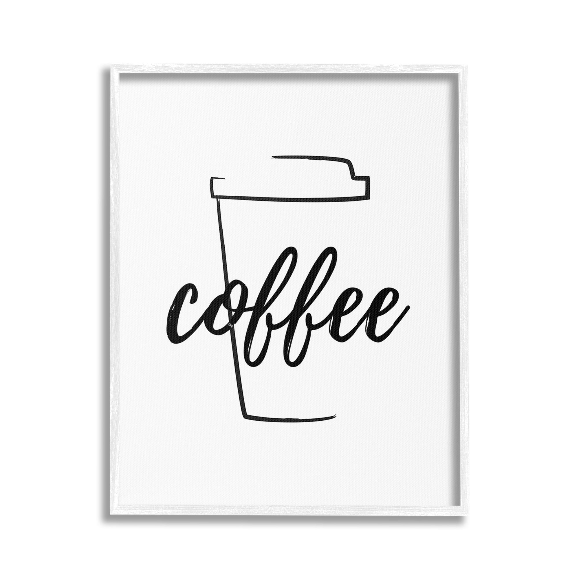 Stupell Industries Minimal Coffee Cup Food & Beverage Painting White Framed Art Print Wall Art, 16 x 20