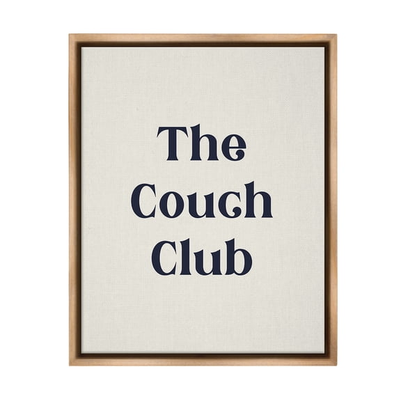 Stupell Industries Minimal Couch Club Typography Painting Brown Floater Framed Canvas Art Print Wall Art, 17 x 21