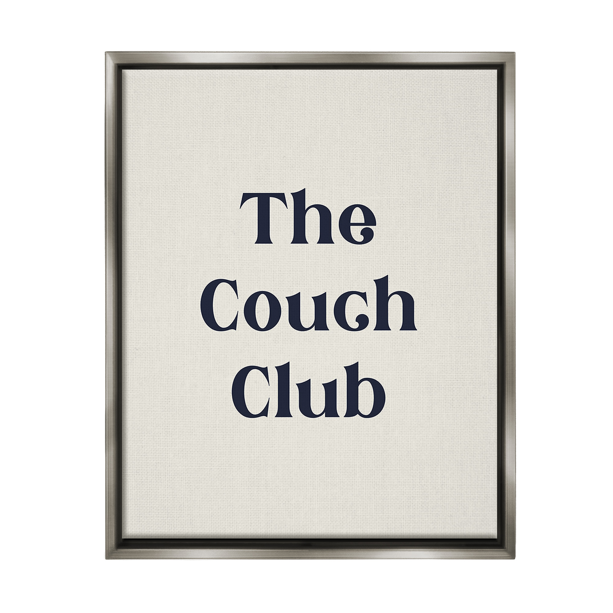 Stupell Industries Minimal Couch Club Typography Painting Gray Floater Framed Canvas Art Print Wall Art, 25 x 31