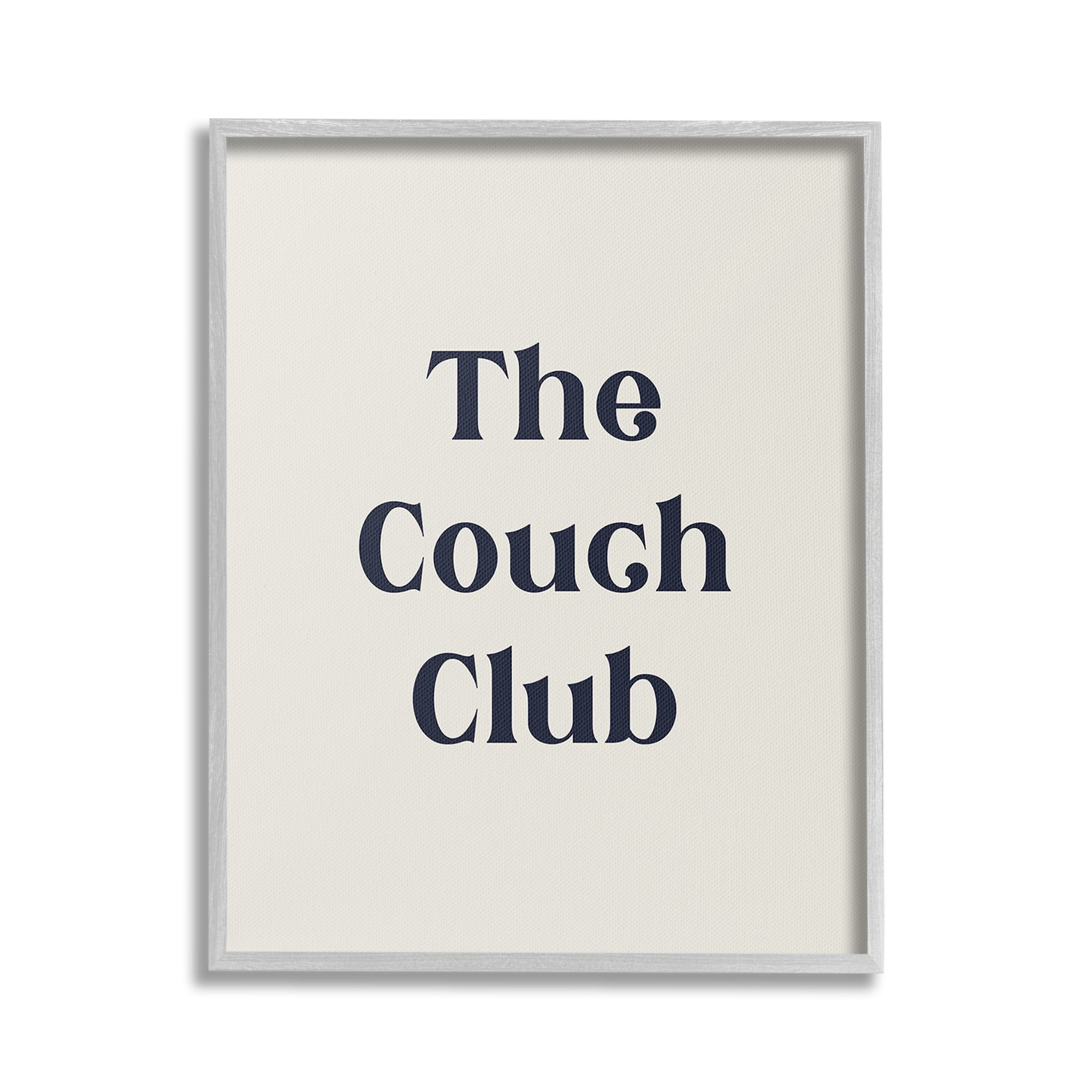 Stupell Industries Minimal Couch Club Typography Painting Gray Framed Art Print Wall Art, 24 x 30