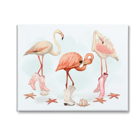 Stupell Industries Minimal Cowgirl Flamingos Animals & Insects Painting Gallery Wrapped Canvas Art Print Wall Art, 20 x 16
