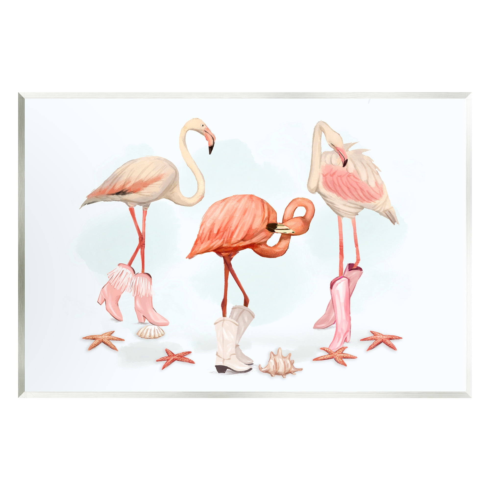 Stupell Industries Minimal Cowgirl Flamingos Animals & Insects Painting Unframed Art Print Wall Art, 19 x 13