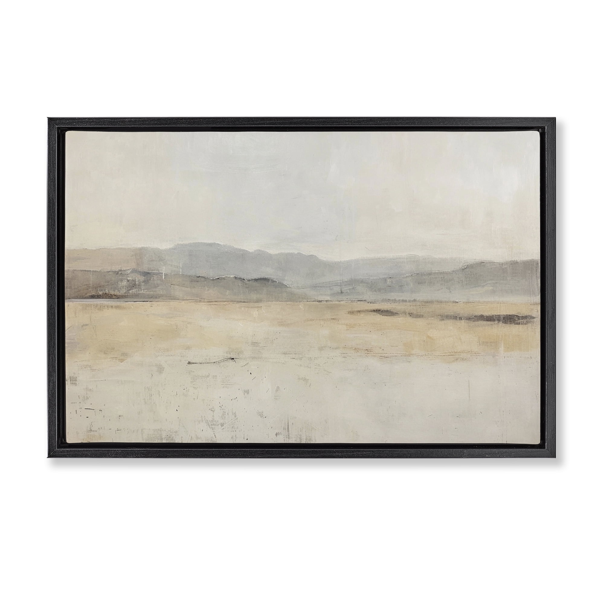 Stupell Industries Minimal Desert Horizon Landscape & Nature Painting Black Floater Framed Canvas Art Print Wall Art, 25 x 17