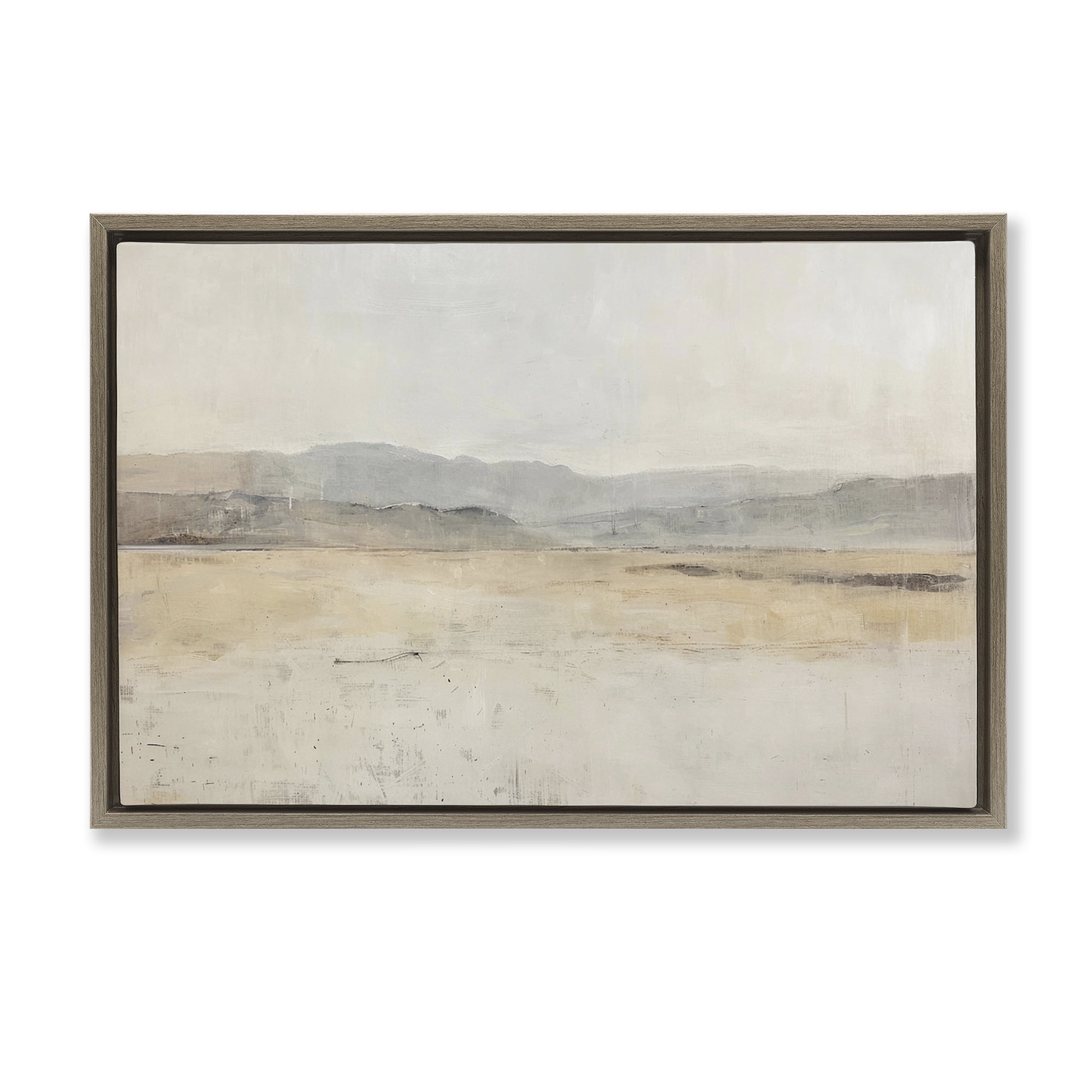 Stupell Industries Minimal Desert Horizon Landscape & Nature Painting Brown Floater Framed Canvas Art Print Wall Art, 25 x 17