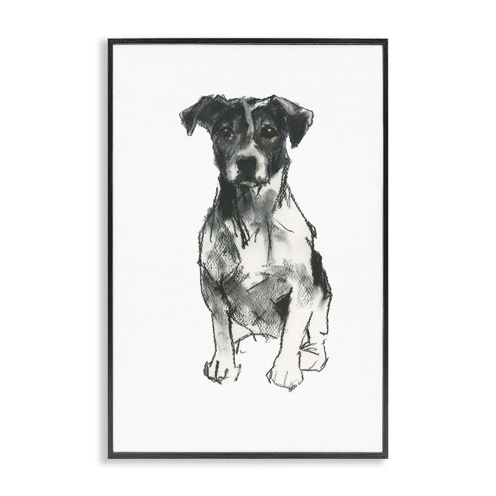 Stupell Industries Minimal Dog Drawing Animals & Insects Drawing Black Framed Art Print Wall Art, 12 x 18