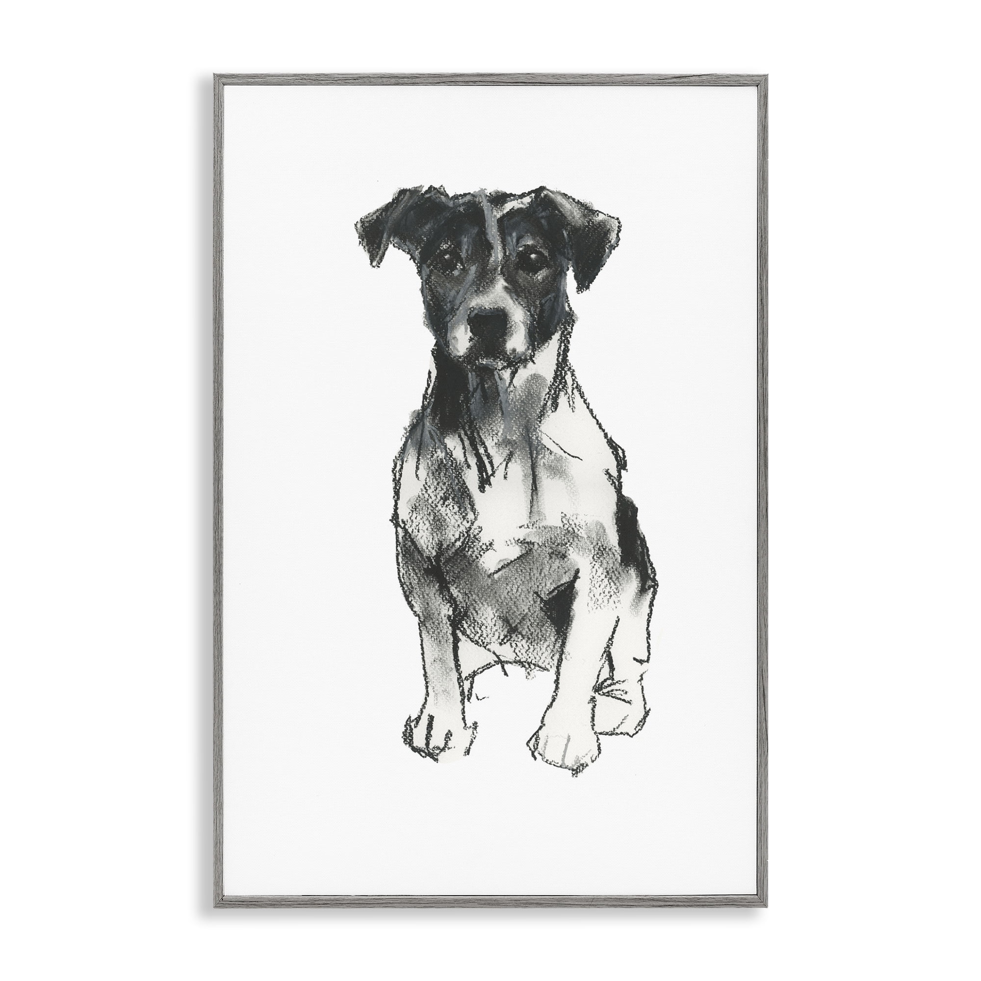 Stupell Industries Minimal Dog Drawing Animals & Insects Drawing Gray Framed Art Print Wall Art, 20 x 30