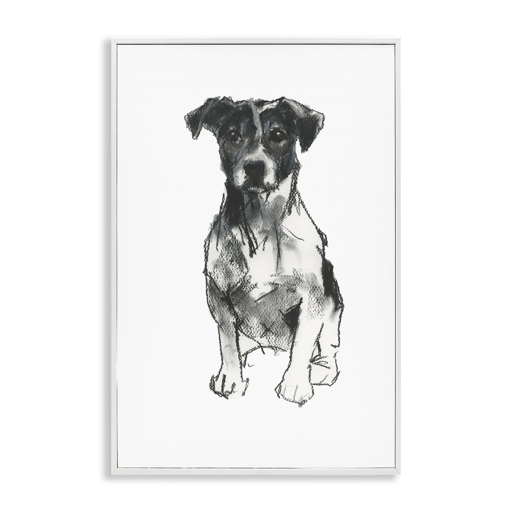 Stupell Industries Minimal Dog Drawing Animals & Insects Drawing White Framed Art Print Wall Art, 16 x 24