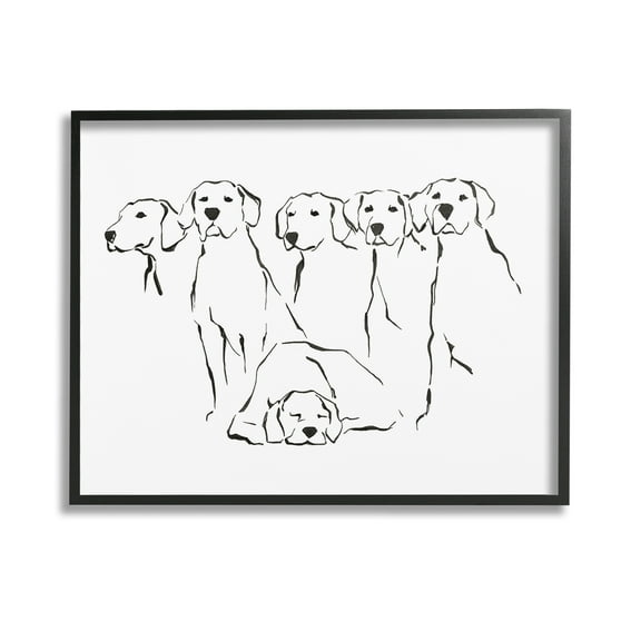 Stupell Industries Minimal Dogs Doodle Animals & Insects Painting Black Framed Art Print Wall Art, 14 x 11