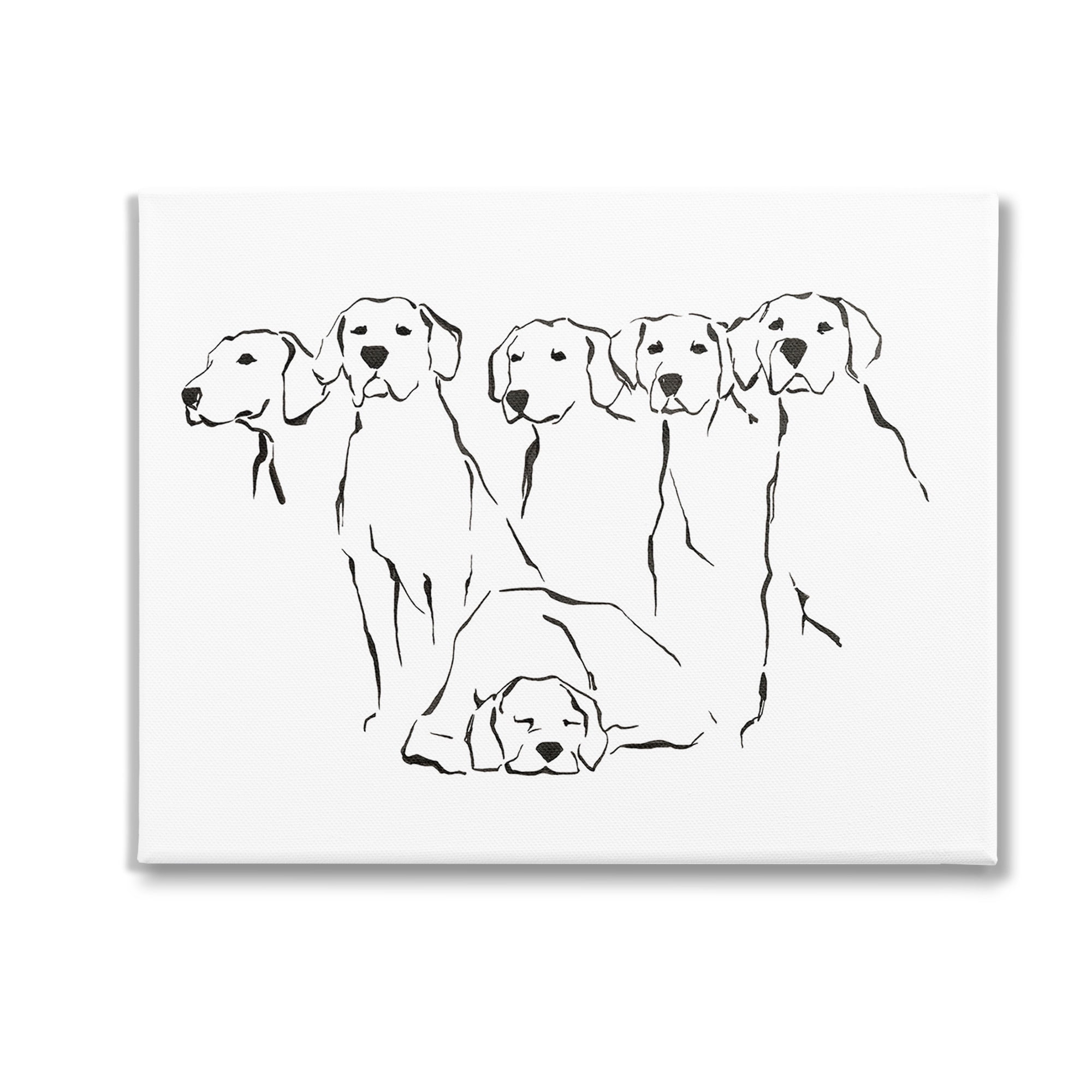 Stupell Industries Minimal Dogs Doodle Animals & Insects Painting Gallery Wrapped Canvas Art Print Wall Art, 30 x 24